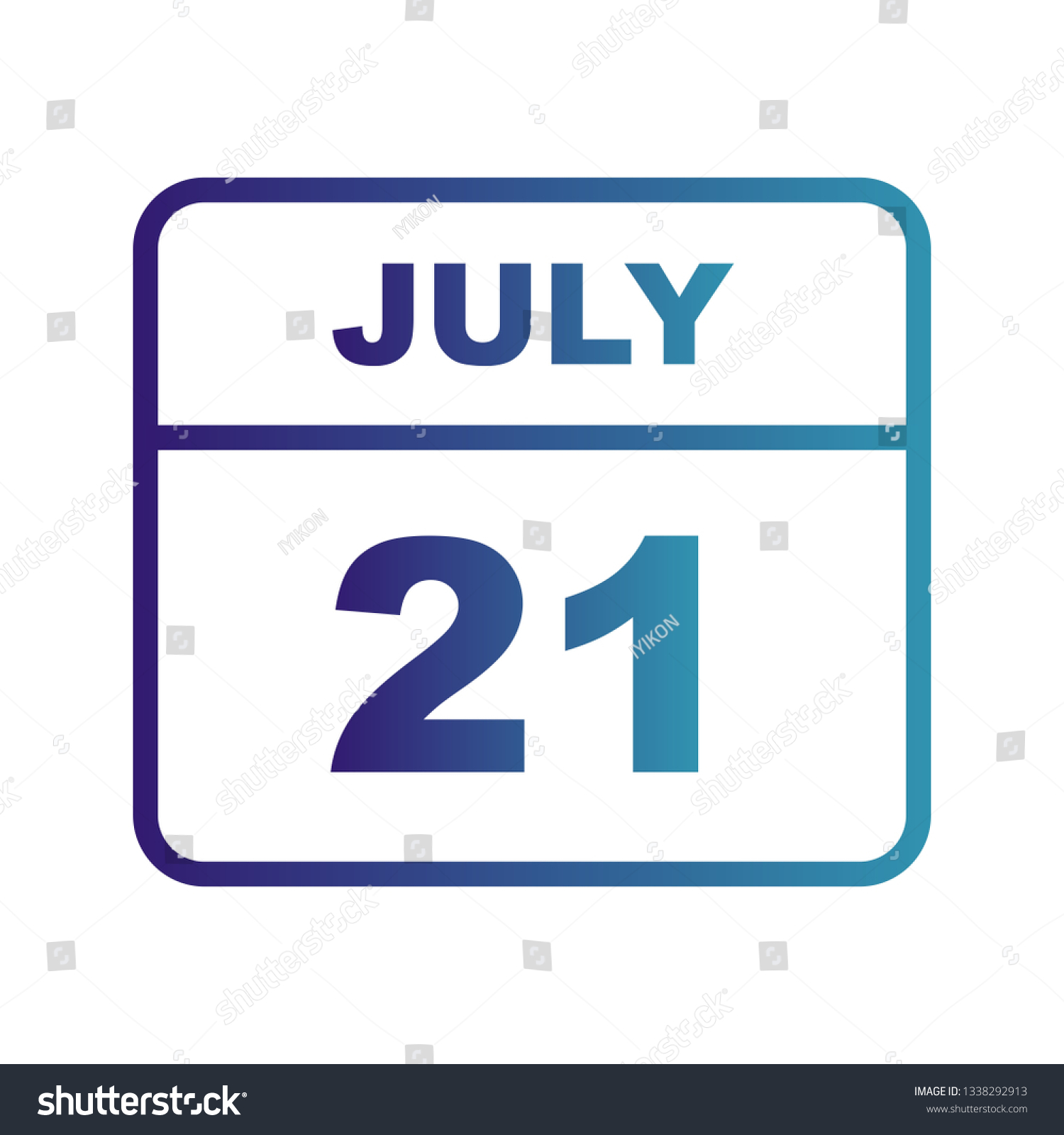 July 21st Date On A Single Day Calendar Royalty Free Stock Vector