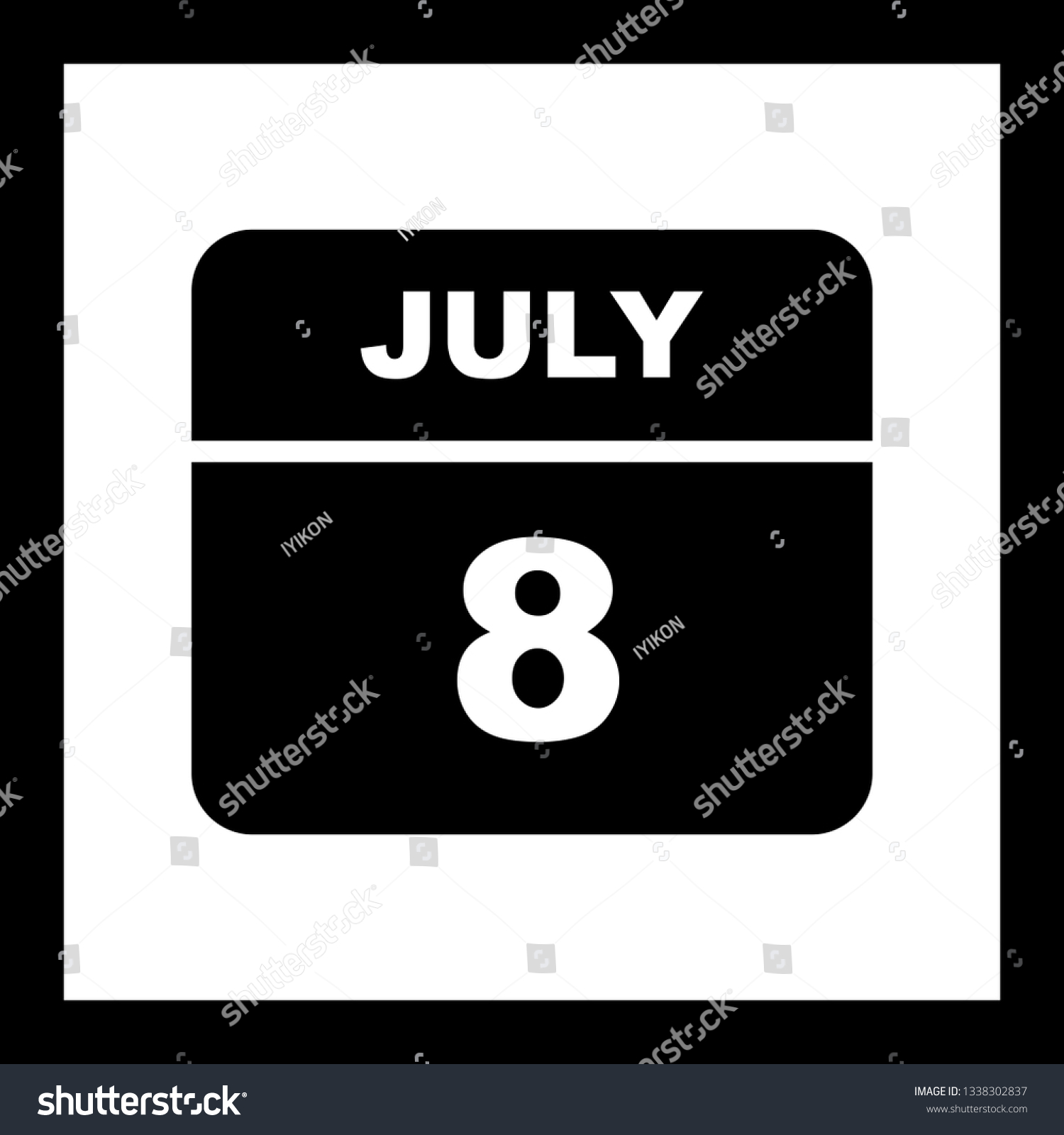 July 8th Date on a Single Day Calendar Royalty Free Stock Vector