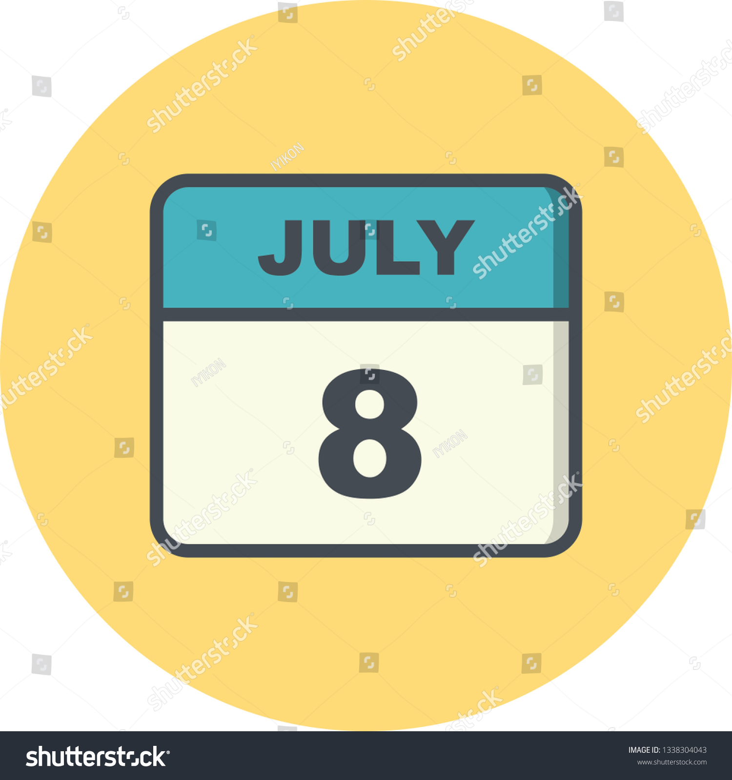 July 8th Date on a Single Day Calendar Royalty Free Stock Vector