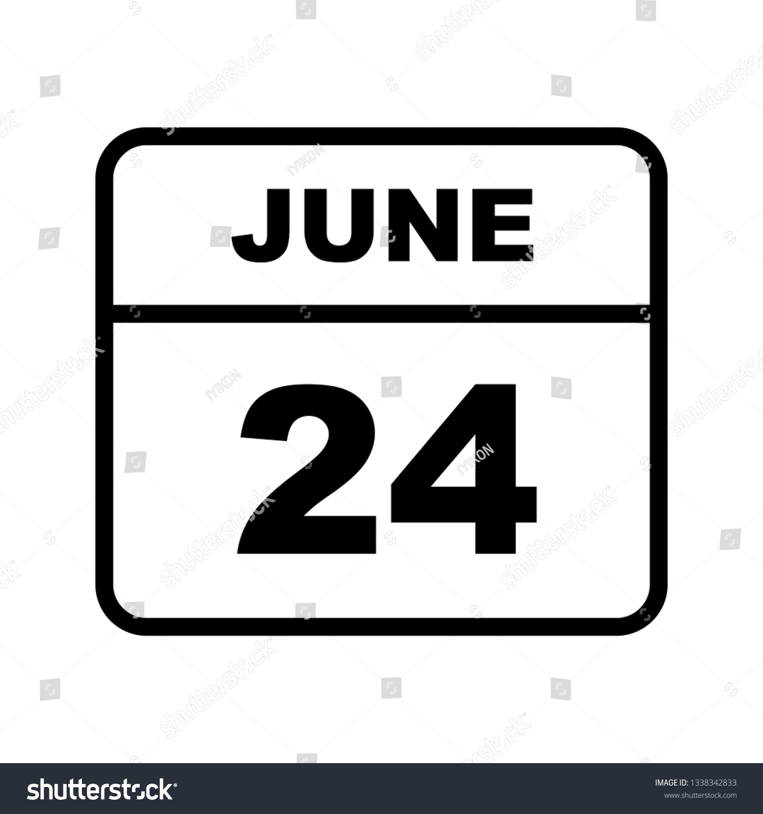 June 24th Date On A Single Day Calendar Royalty Free Stock Vector