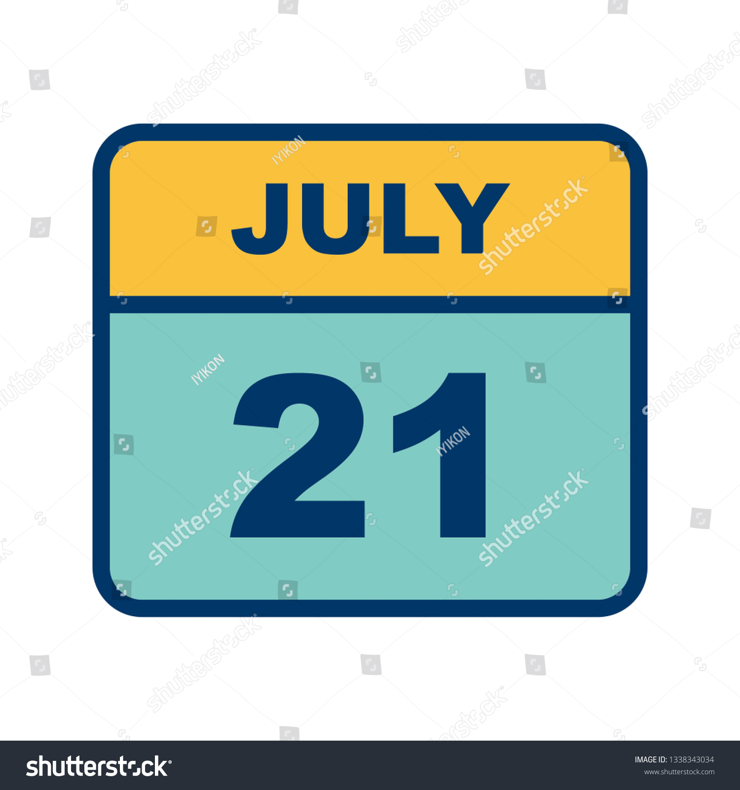 July 21st Date on a Single Day Calendar Royalty Free Stock Vector