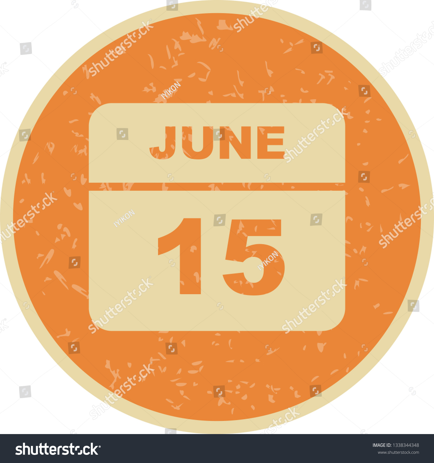June 15th Date on a Single Day Calendar Royalty Free Stock Vector