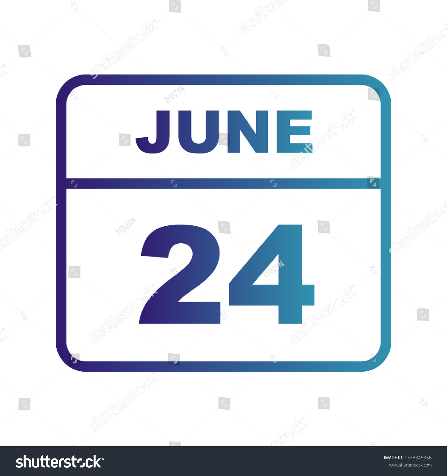 June 24th Date on a Single Day Calendar Royalty Free Stock Vector