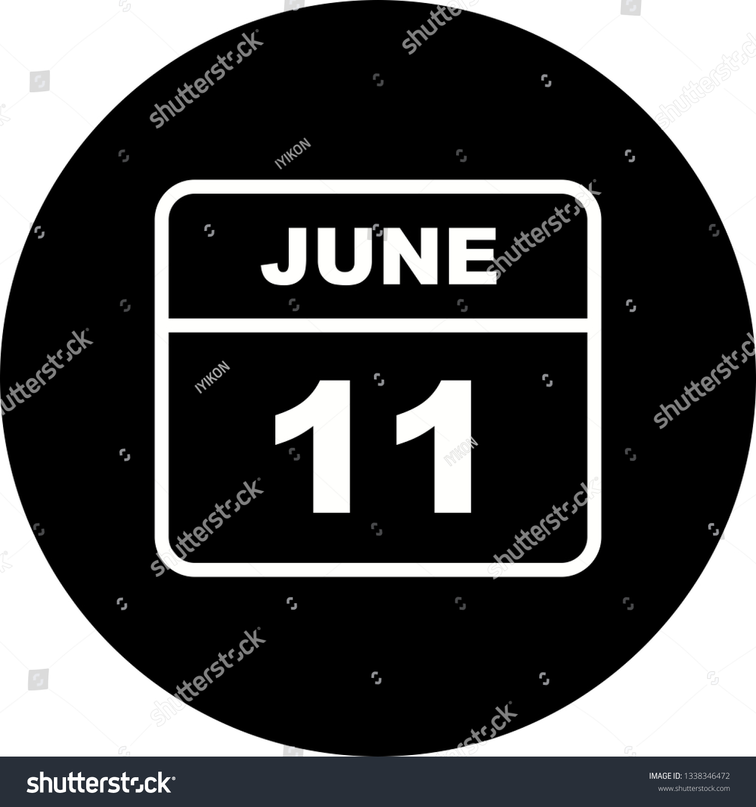 June 11th Date on a Single Day Calendar Royalty Free Stock Vector