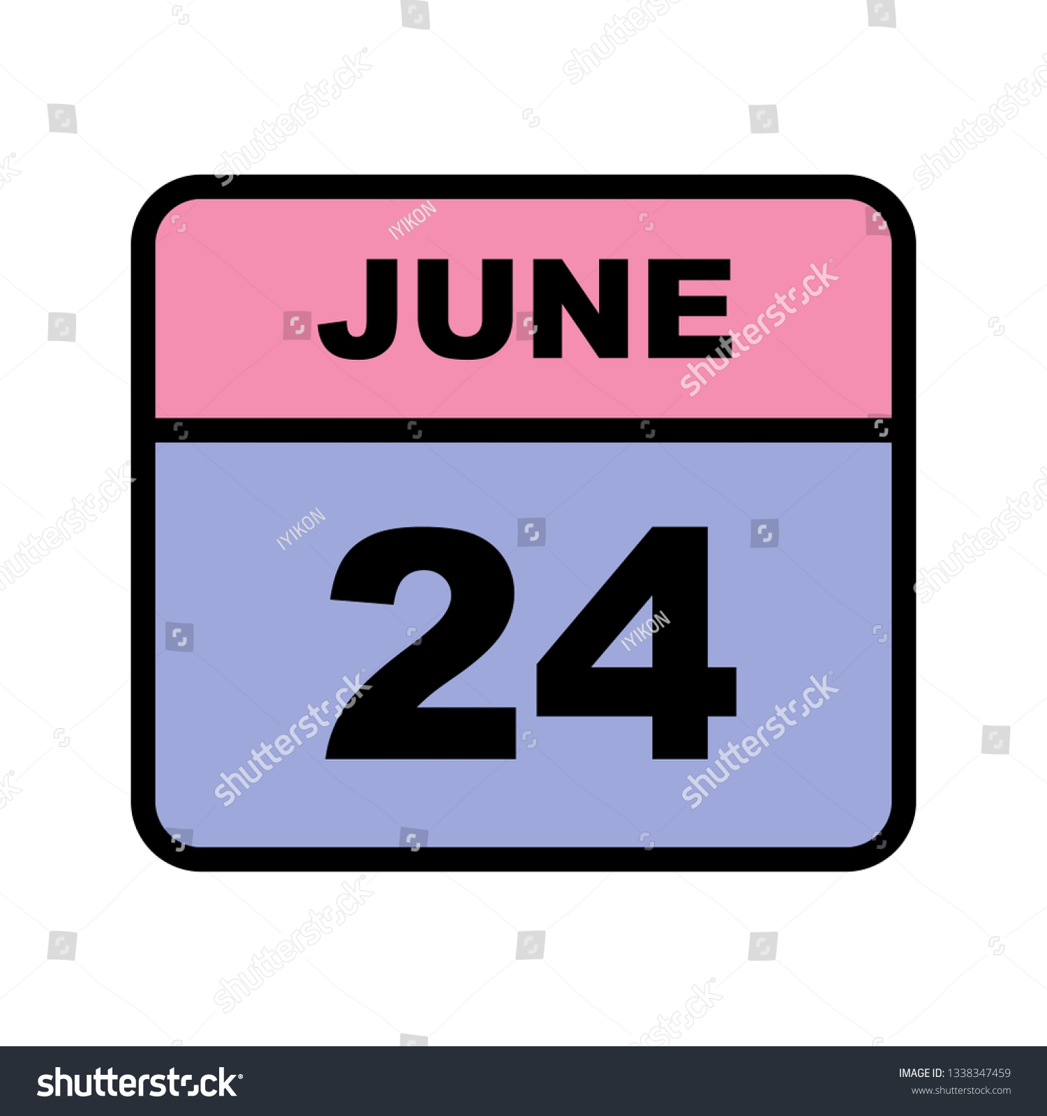 June 24th Date On A Single Day Calendar Royalty Free Stock Vector