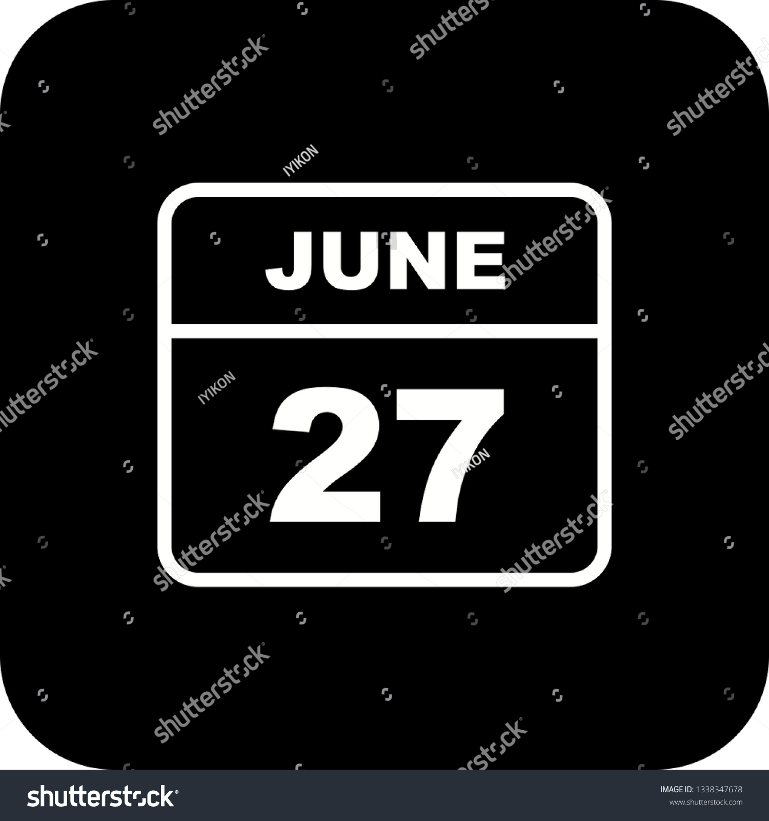 June 27th Date on a Single Day Calendar Royalty Free Stock Vector