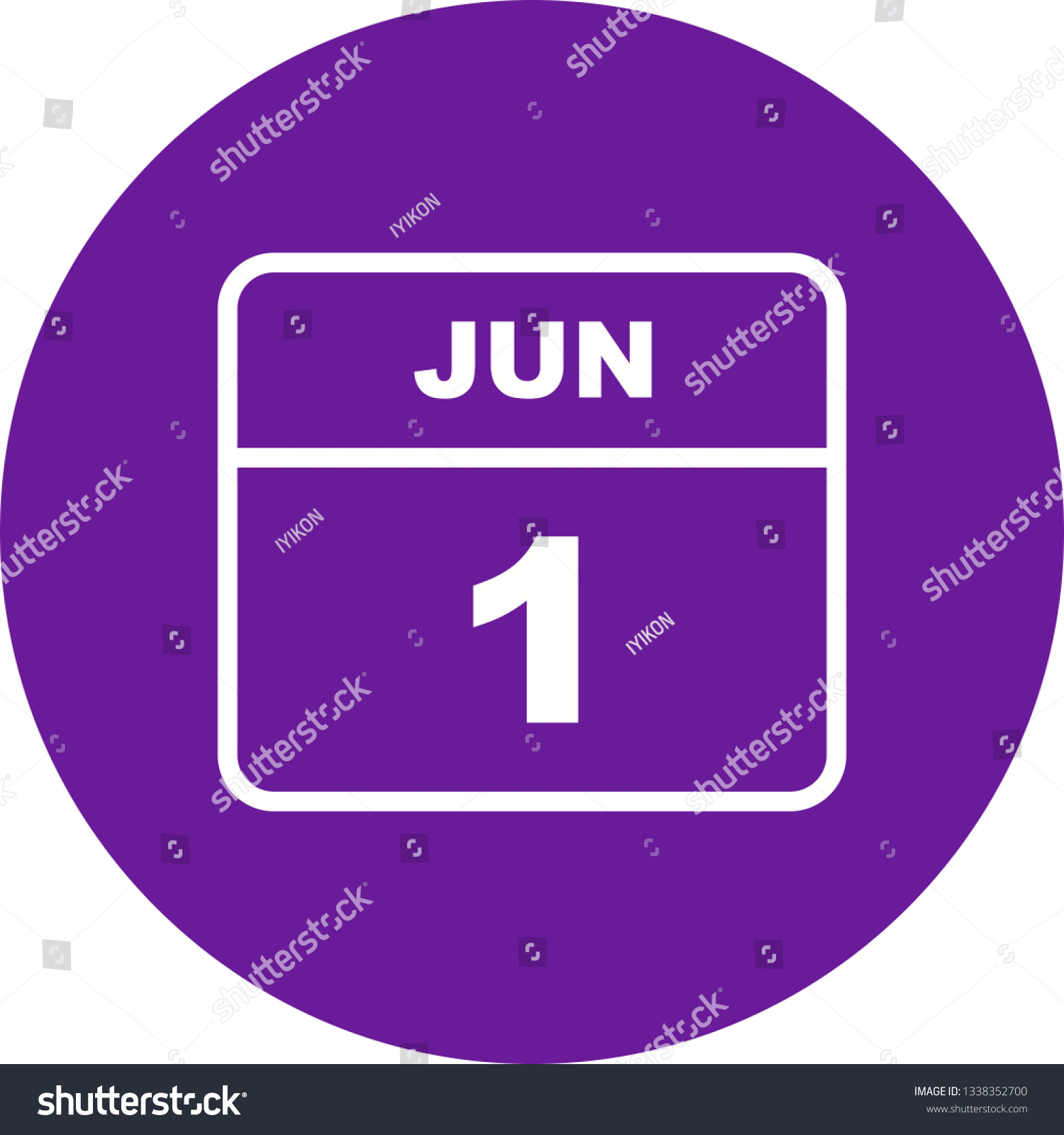 June 1st Date on a Single Day Calendar Royalty Free Stock Vector