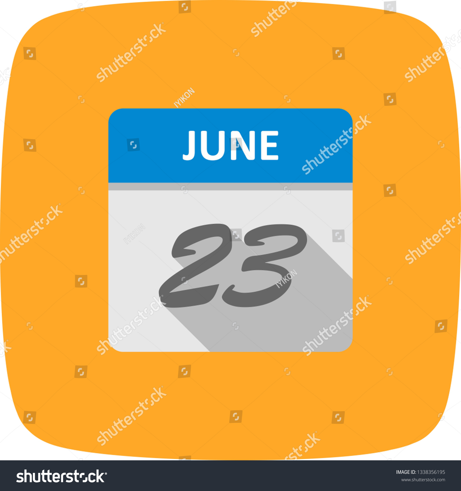 June 23rd Date on a Single Day Calendar Royalty Free Stock Vector