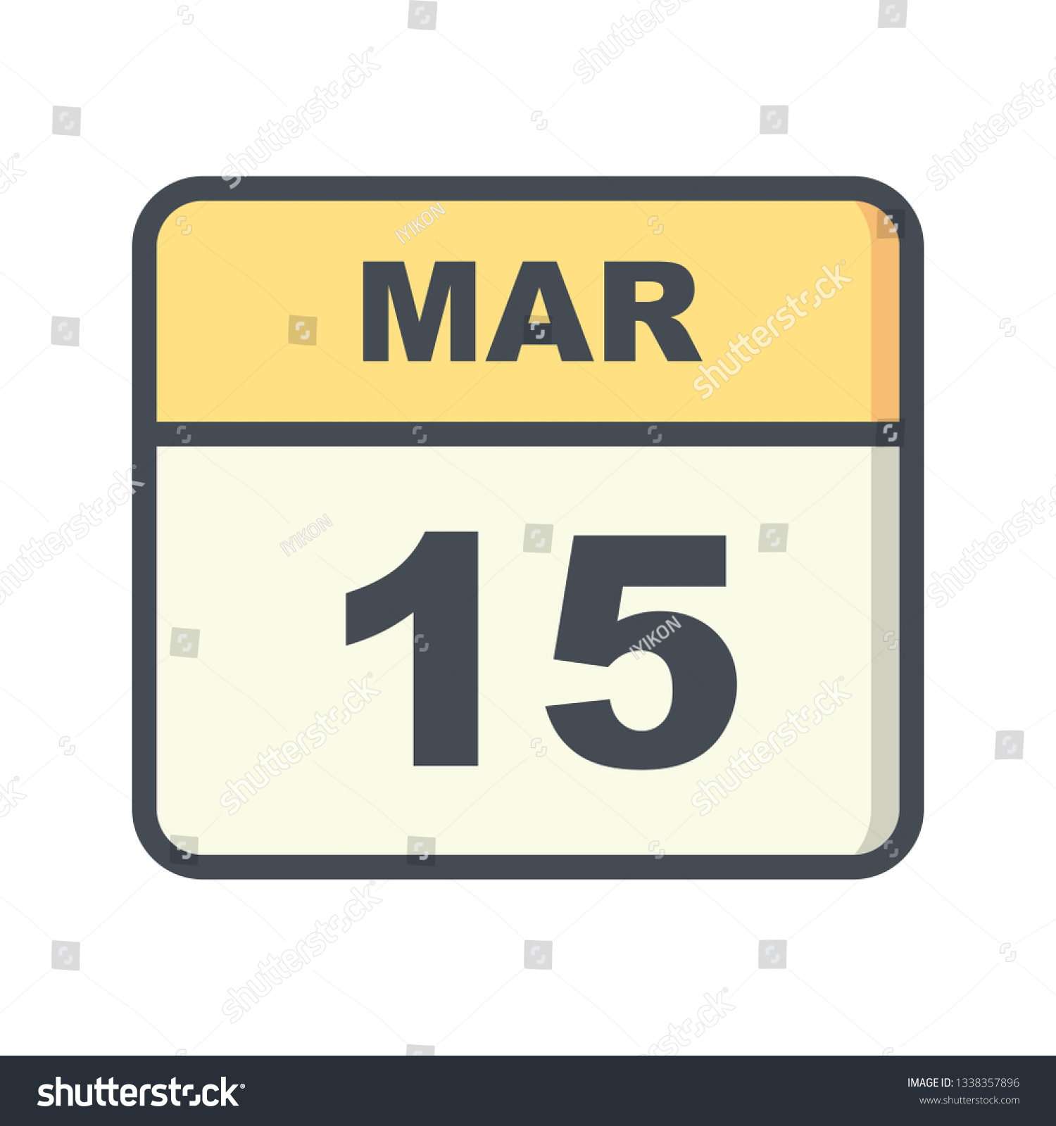 March 15th Date on a Single Day Calendar Royalty Free Stock Vector