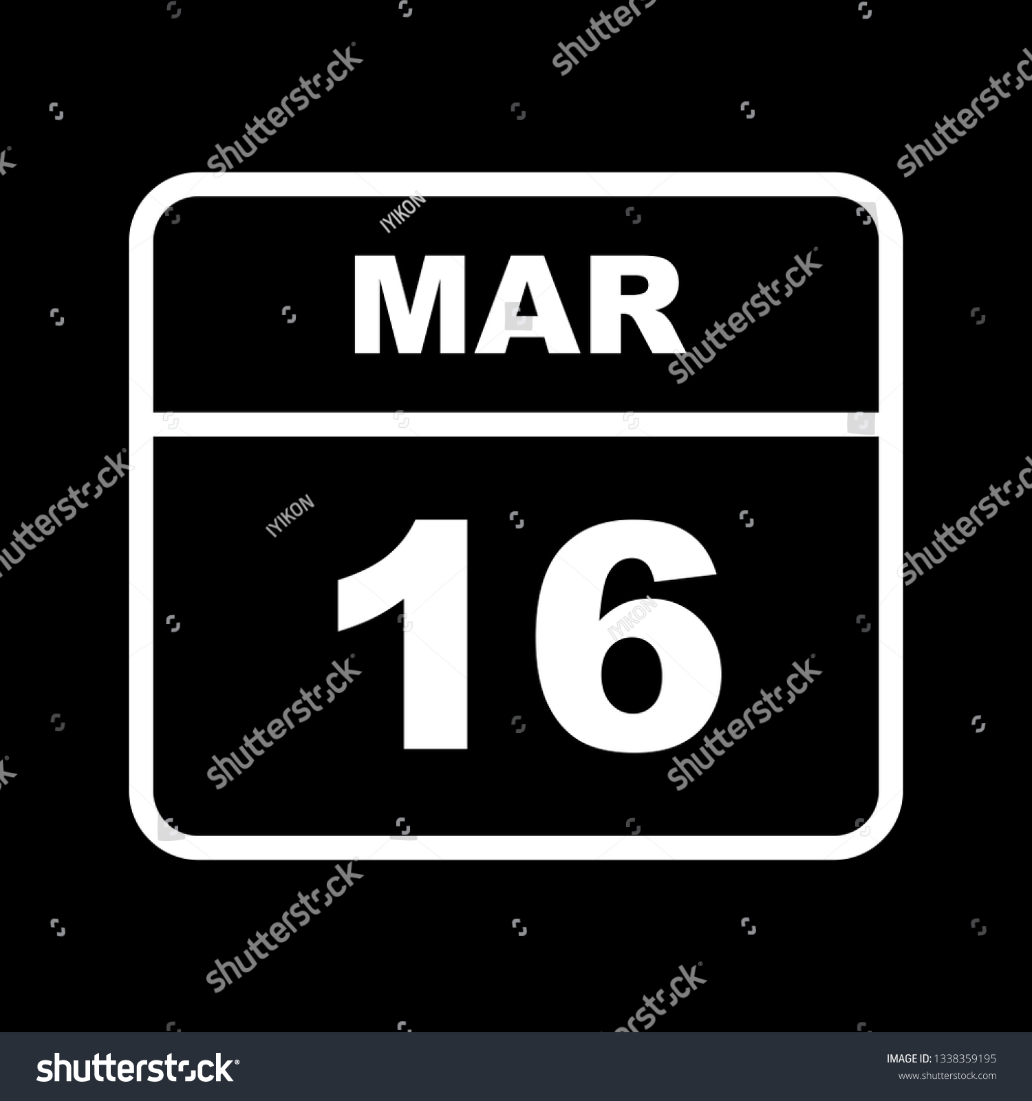 March 16th Date on a Single Day Calendar Royalty Free Stock Vector