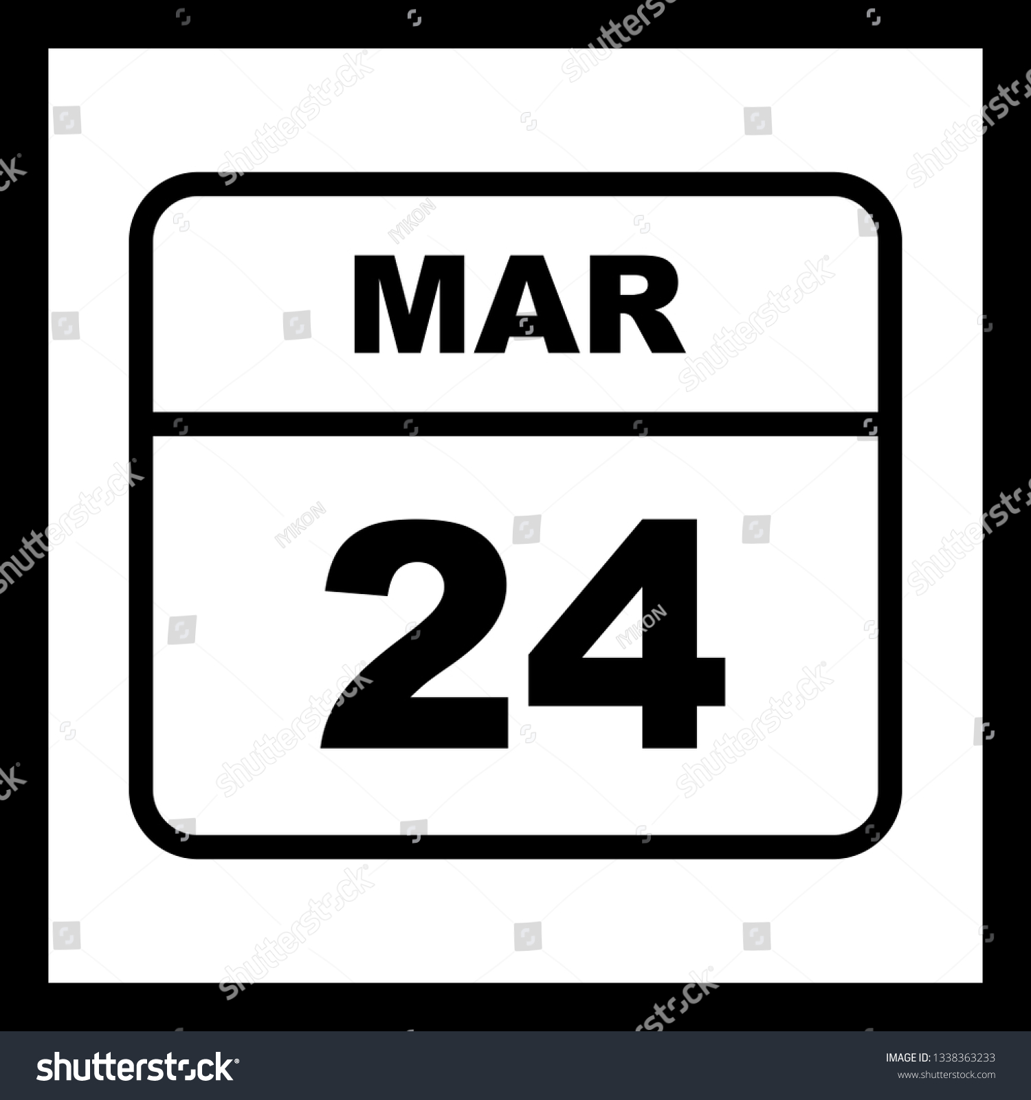 March 24th Date on a Single Day Calendar Royalty Free Stock Vector