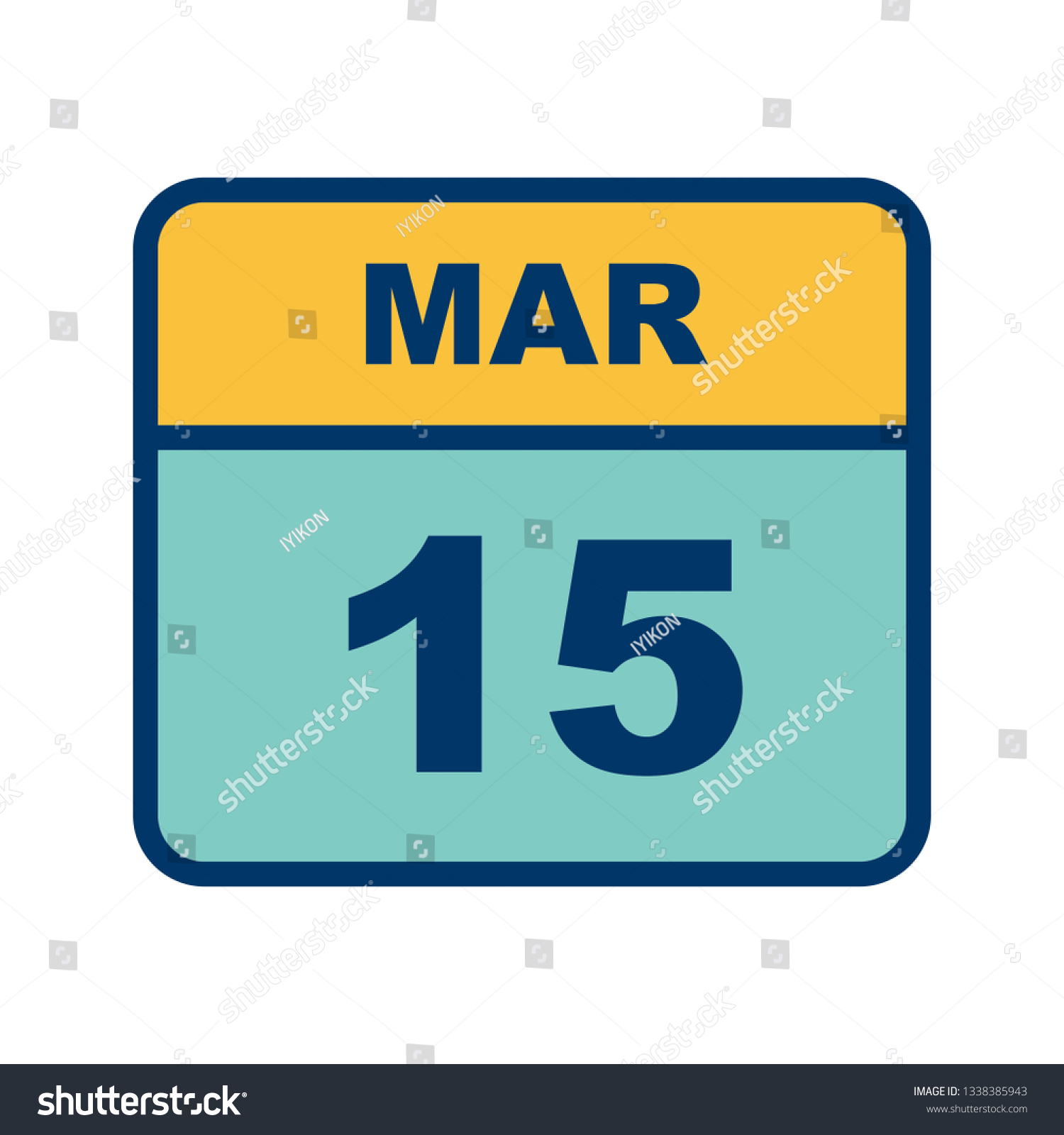 March 15th Date on a Single Day Calendar - Royalty Free Stock Vector 