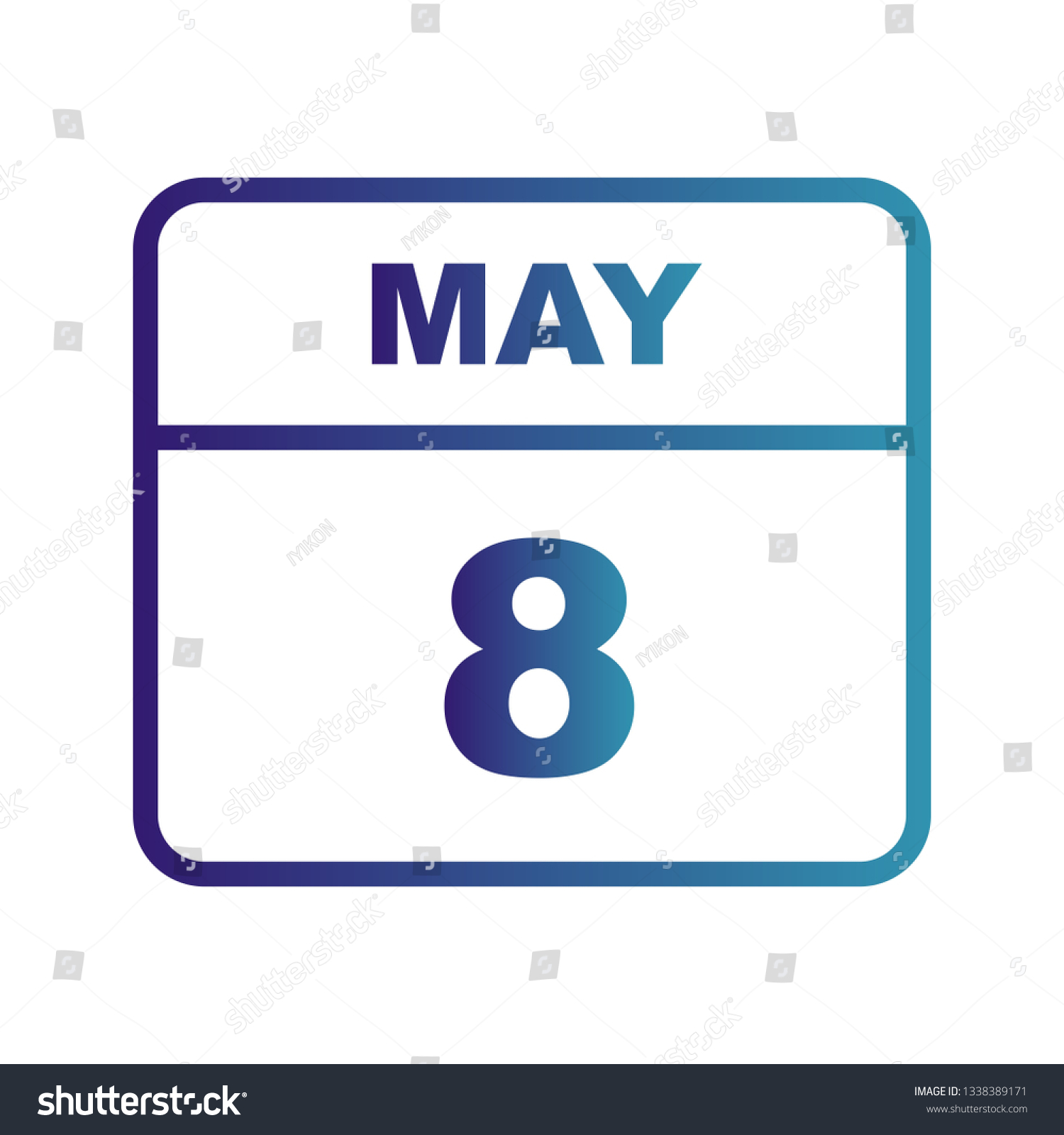 May 8th Date on a Single Day Calendar Royalty Free Stock Vector