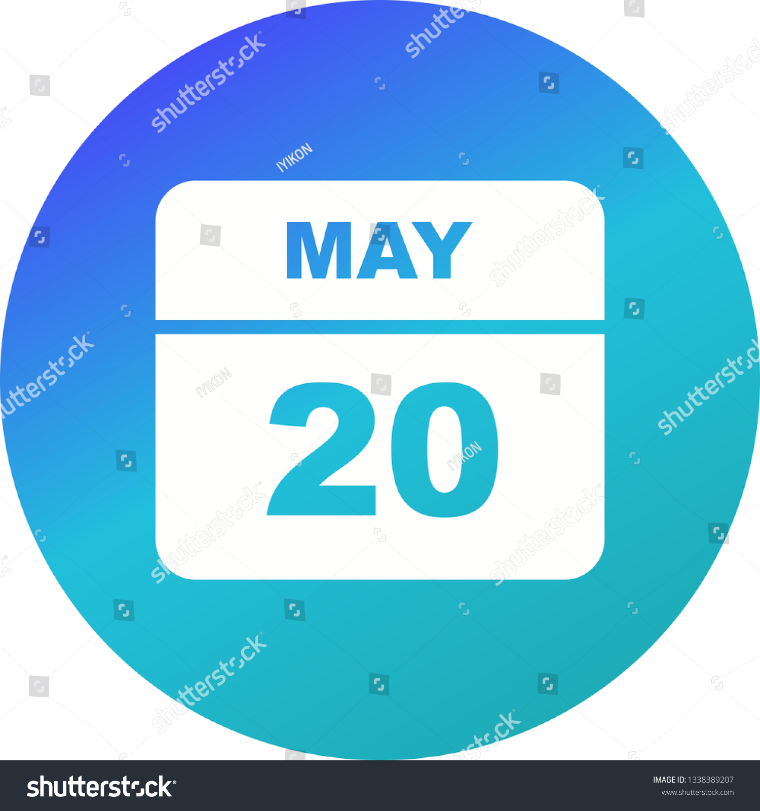 May 20th Date on a Single Day Calendar Royalty Free Stock Vector