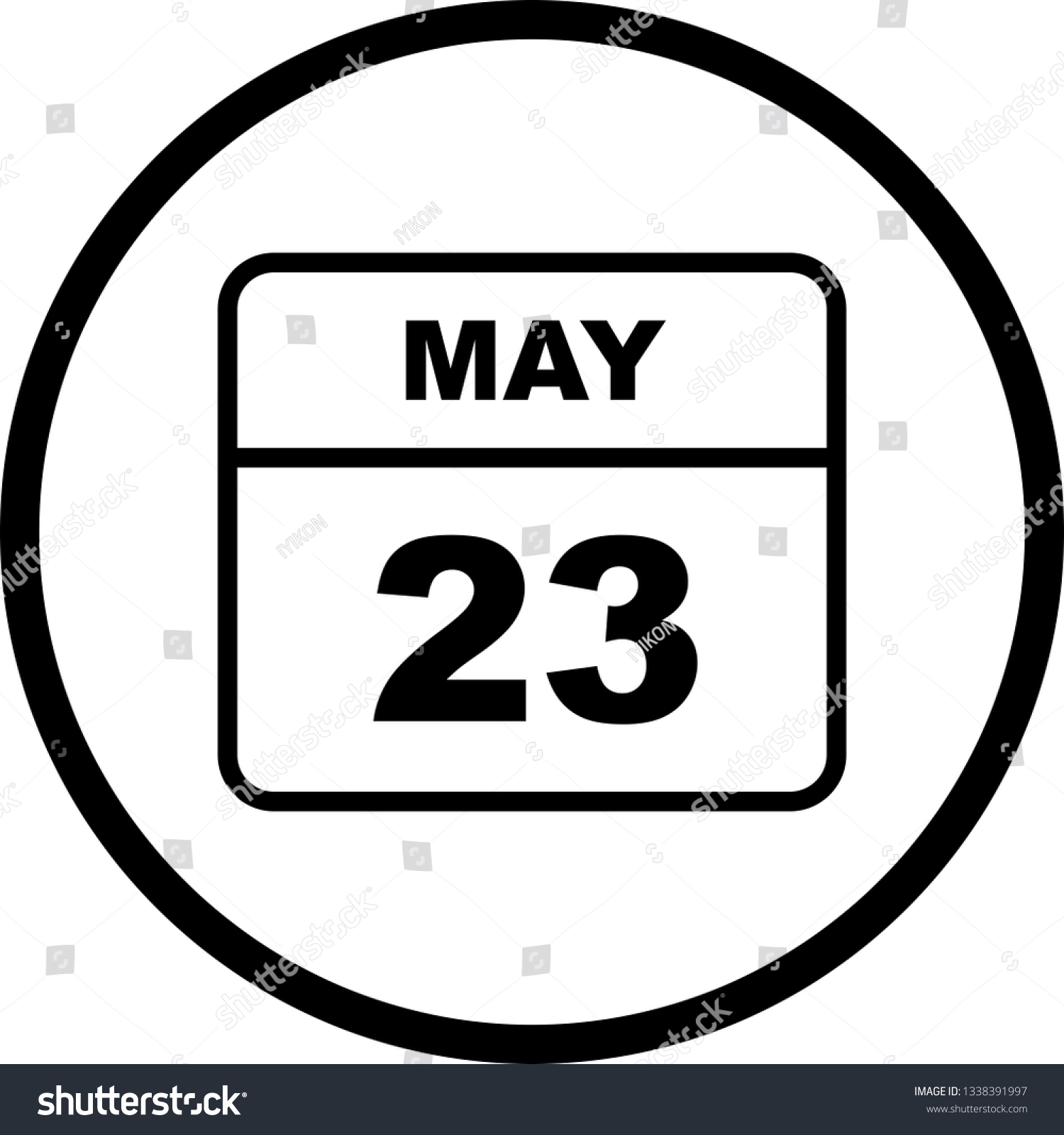 May 23rd Date on a Single Day Calendar Royalty Free Stock Vector