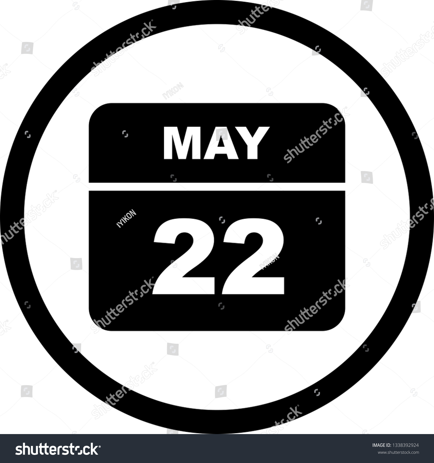 May 22nd Date on a Single Day Calendar Royalty Free Stock Vector