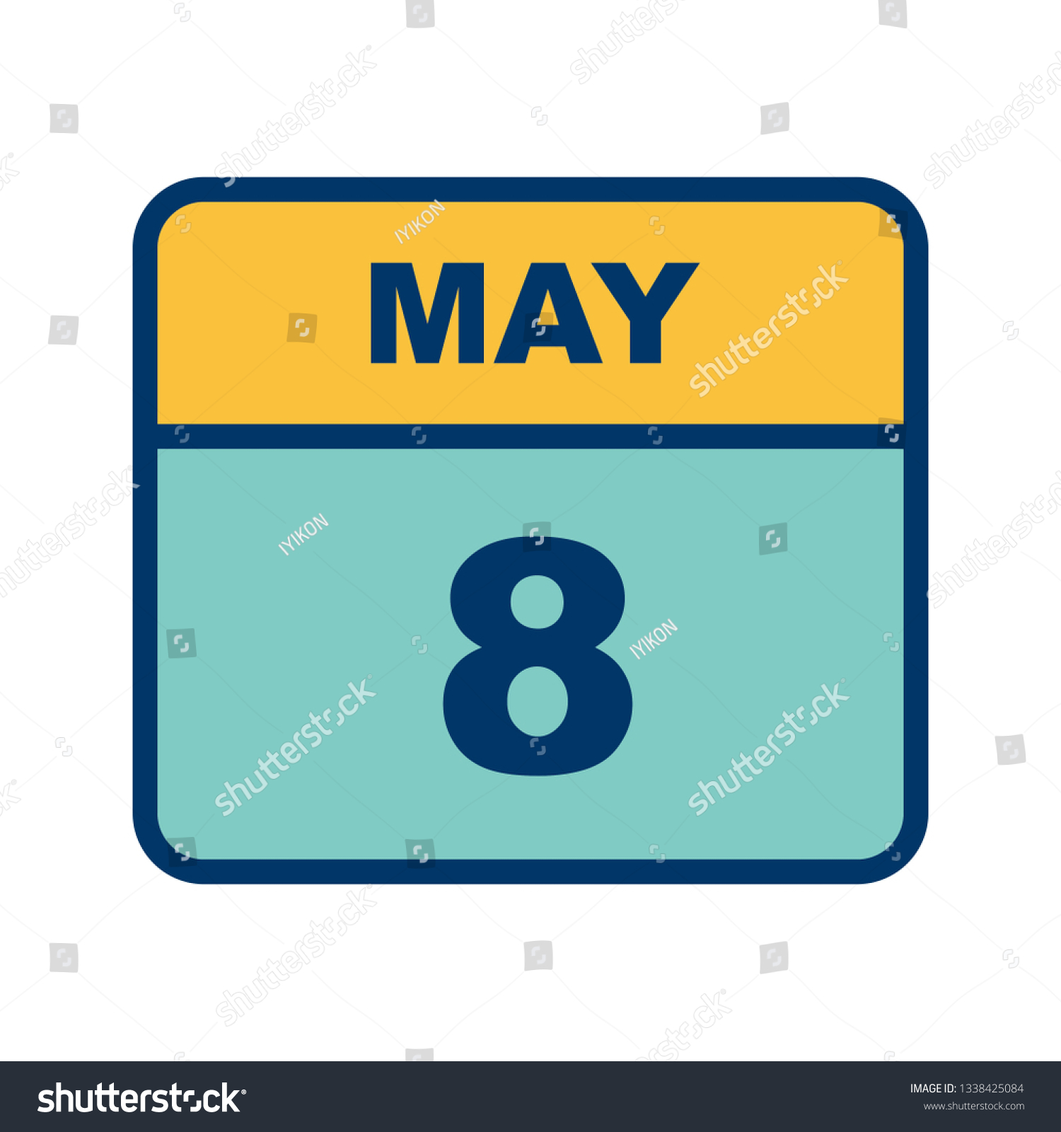 May 8th Date on a Single Day Calendar Royalty Free Stock Vector