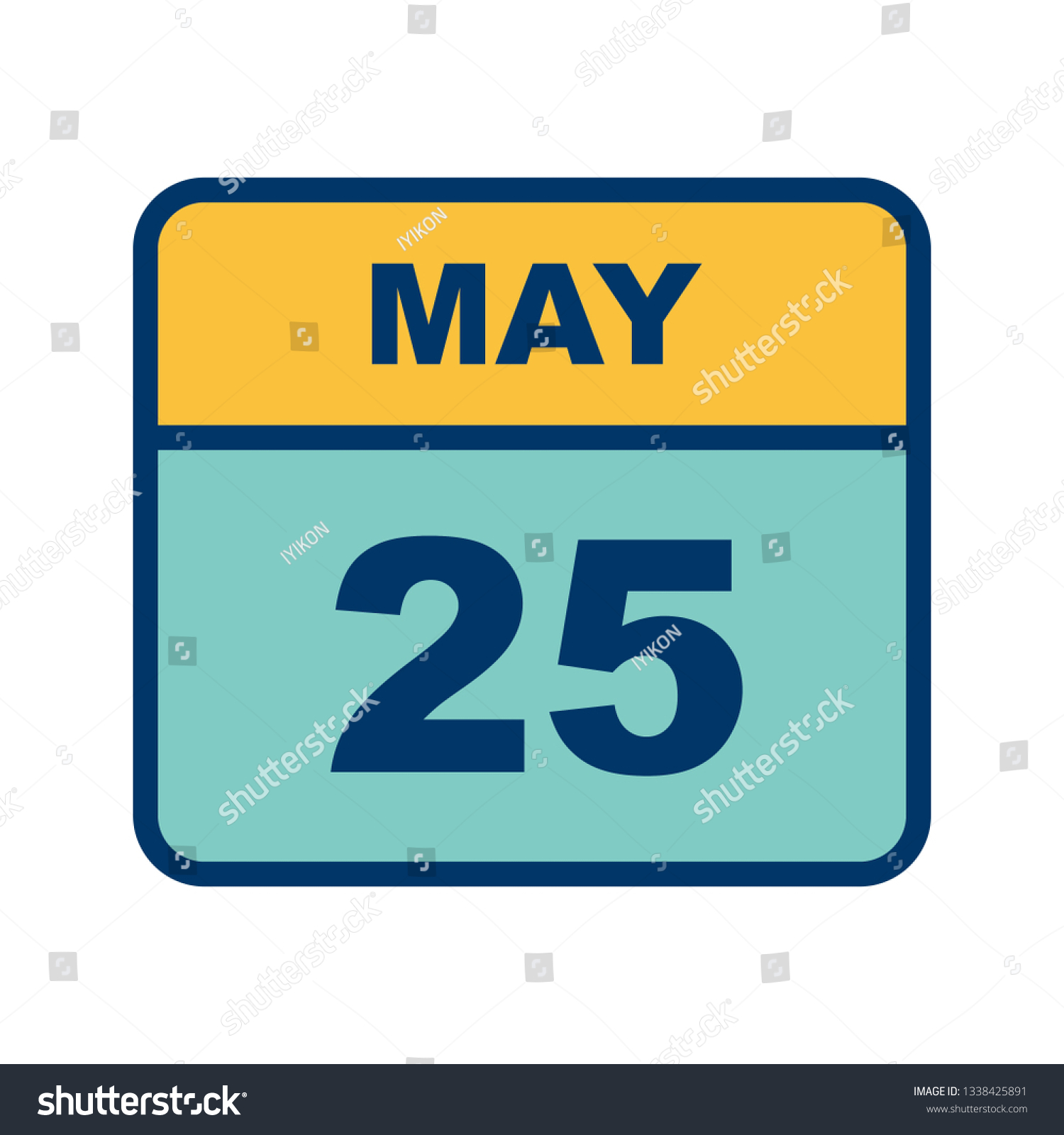 May 25th Date on a Single Day Calendar Royalty Free Stock Vector