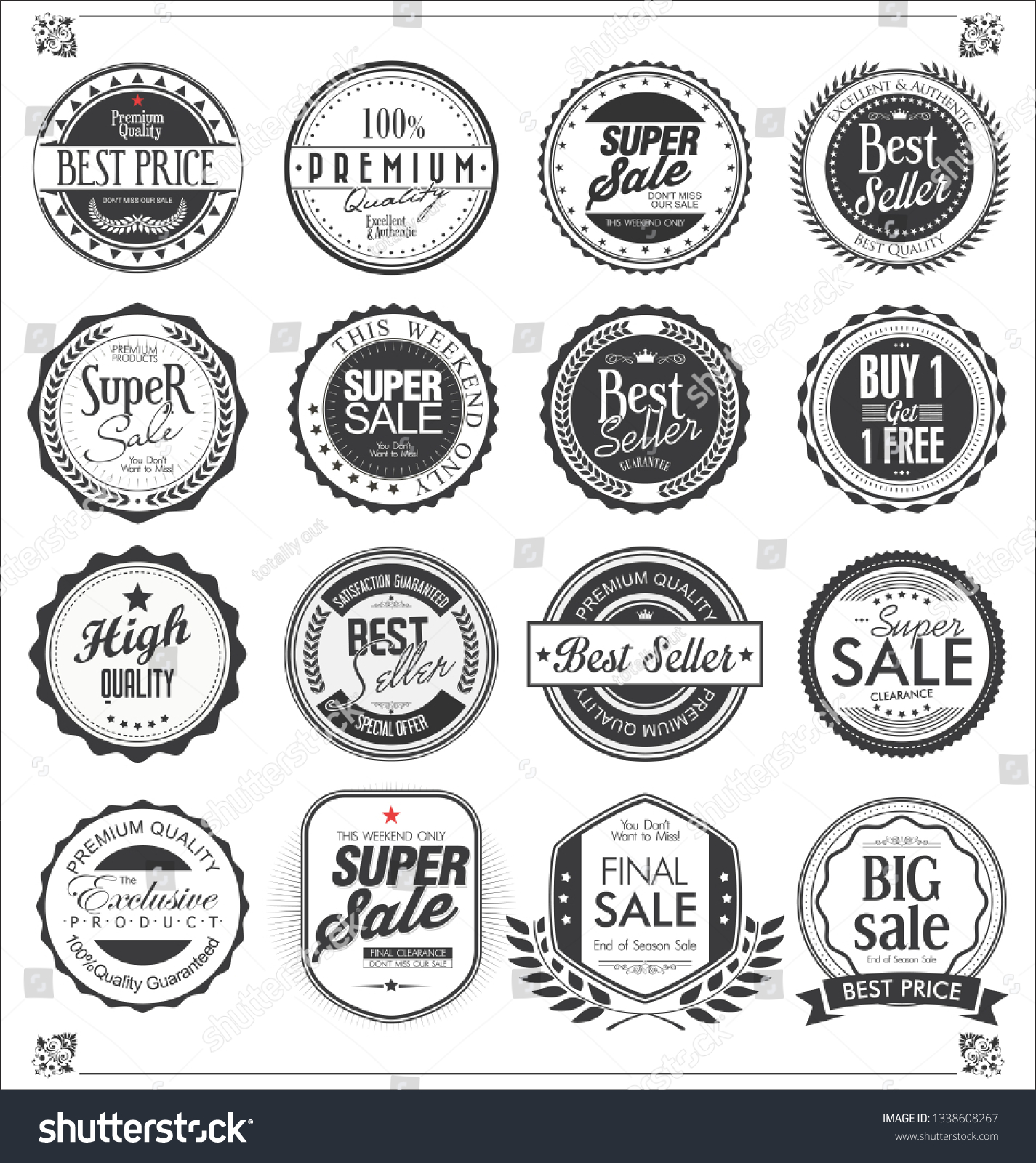 Retro vintage badges and labels collection vector  #1338608267