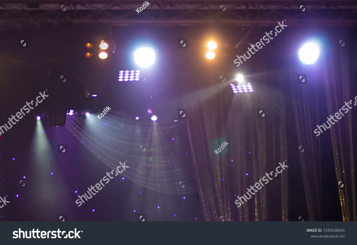 Theatrical scene without actors, scenic light and smoke #1339538945
