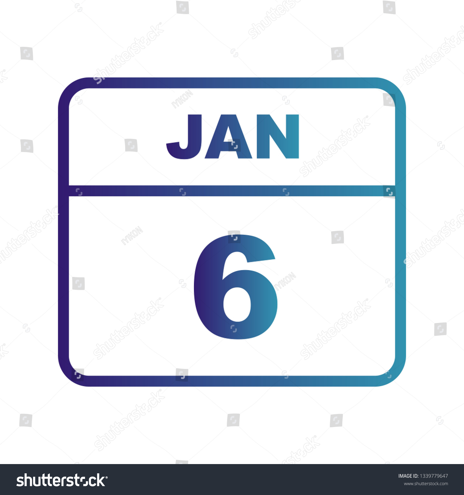 January 6th Date on a Single Day Calendar Royalty Free Stock Photo