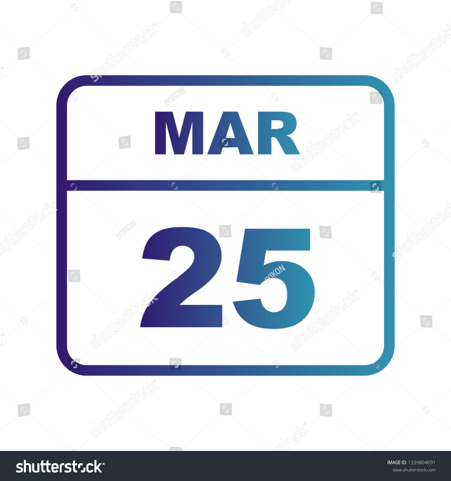 March 25th Date on a Single Day Calendar Royalty Free Stock Photo