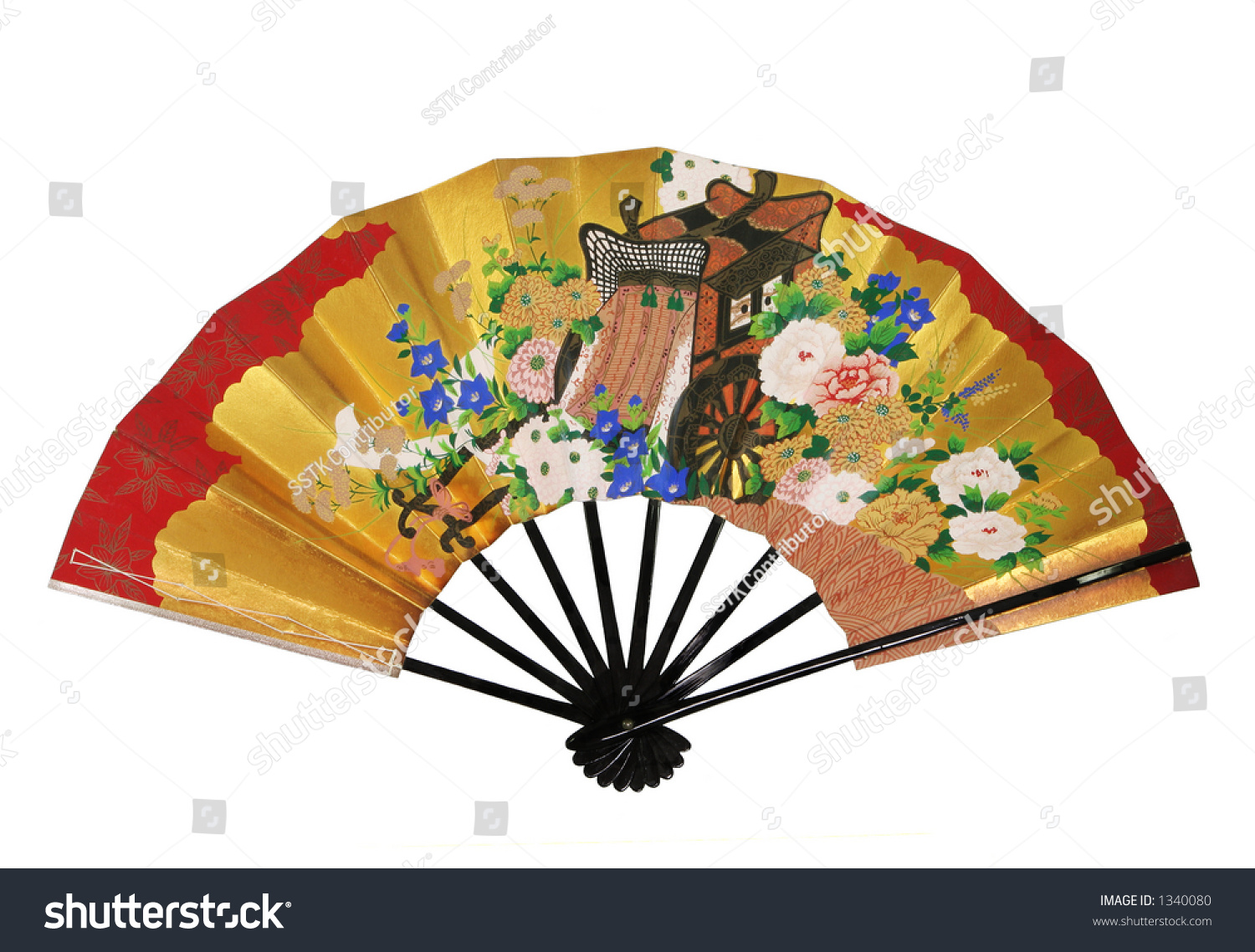 Japanese folding fan made of paper and bamboo. #1340080