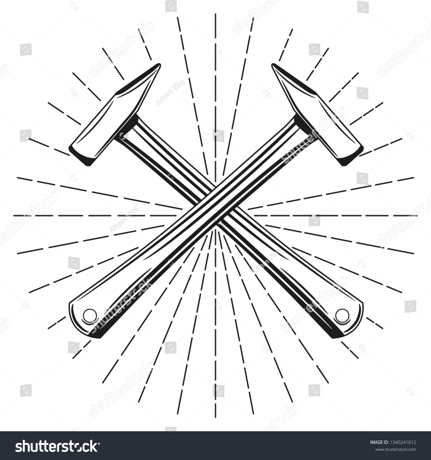 Crossed Hammers Vector Illustration Royalty Free Stock Vector 1340241812