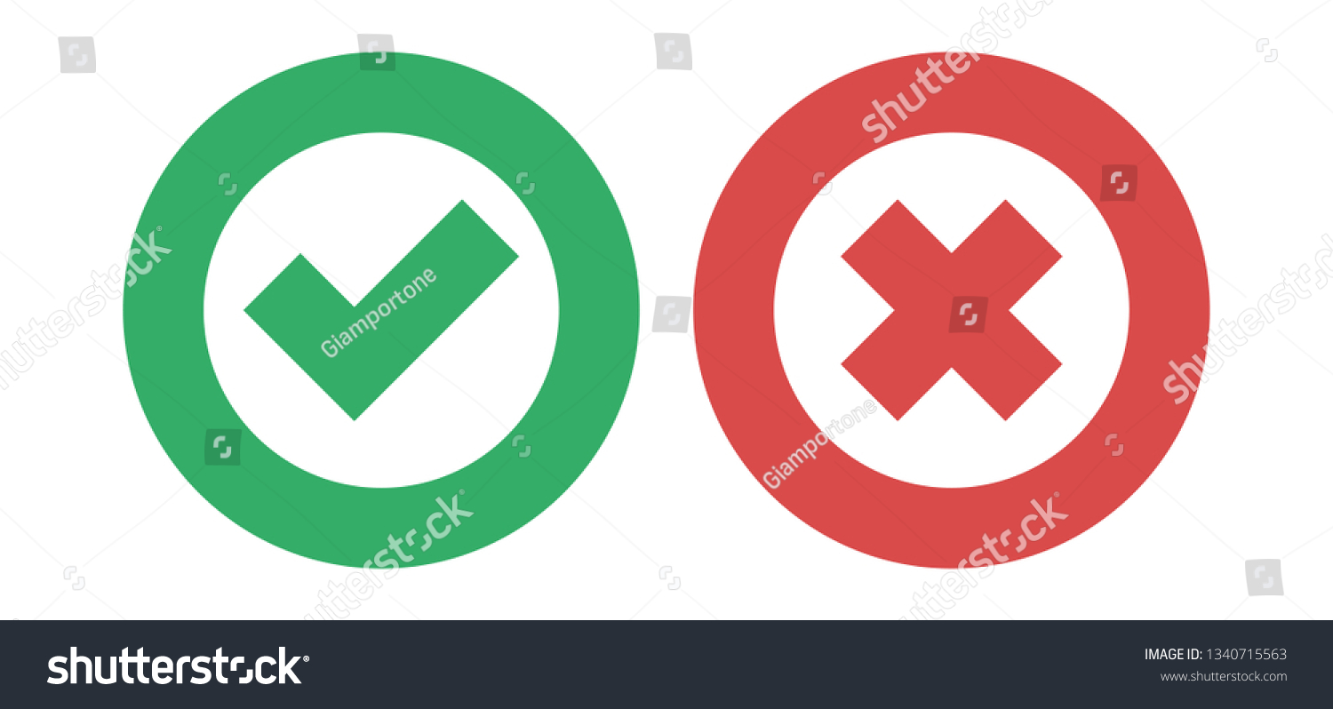 Check mark icons approved green tick and wrong - Royalty Free Stock ...