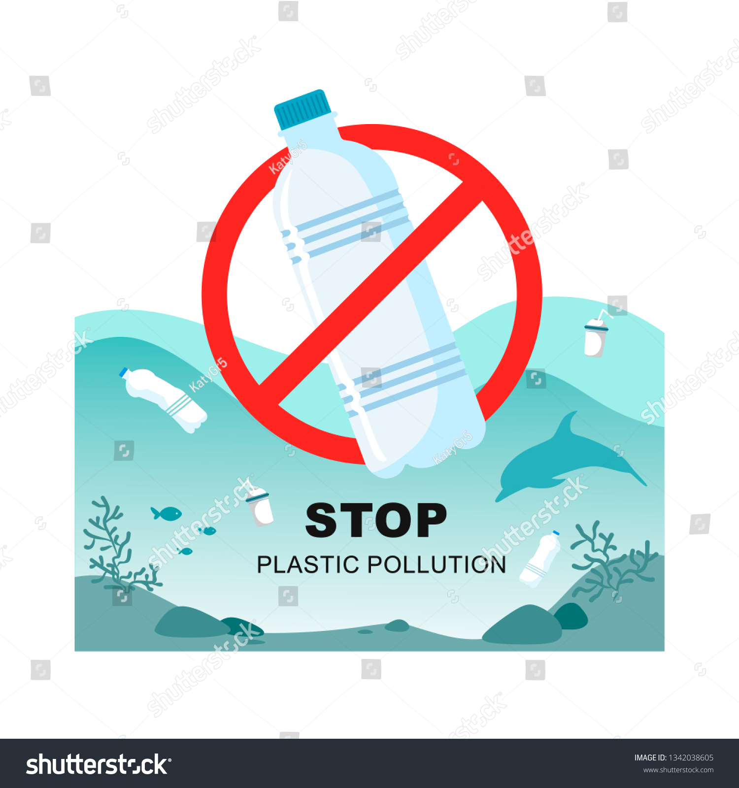 Stop plastic pollution. Plastic bottle with a - Royalty Free Stock ...