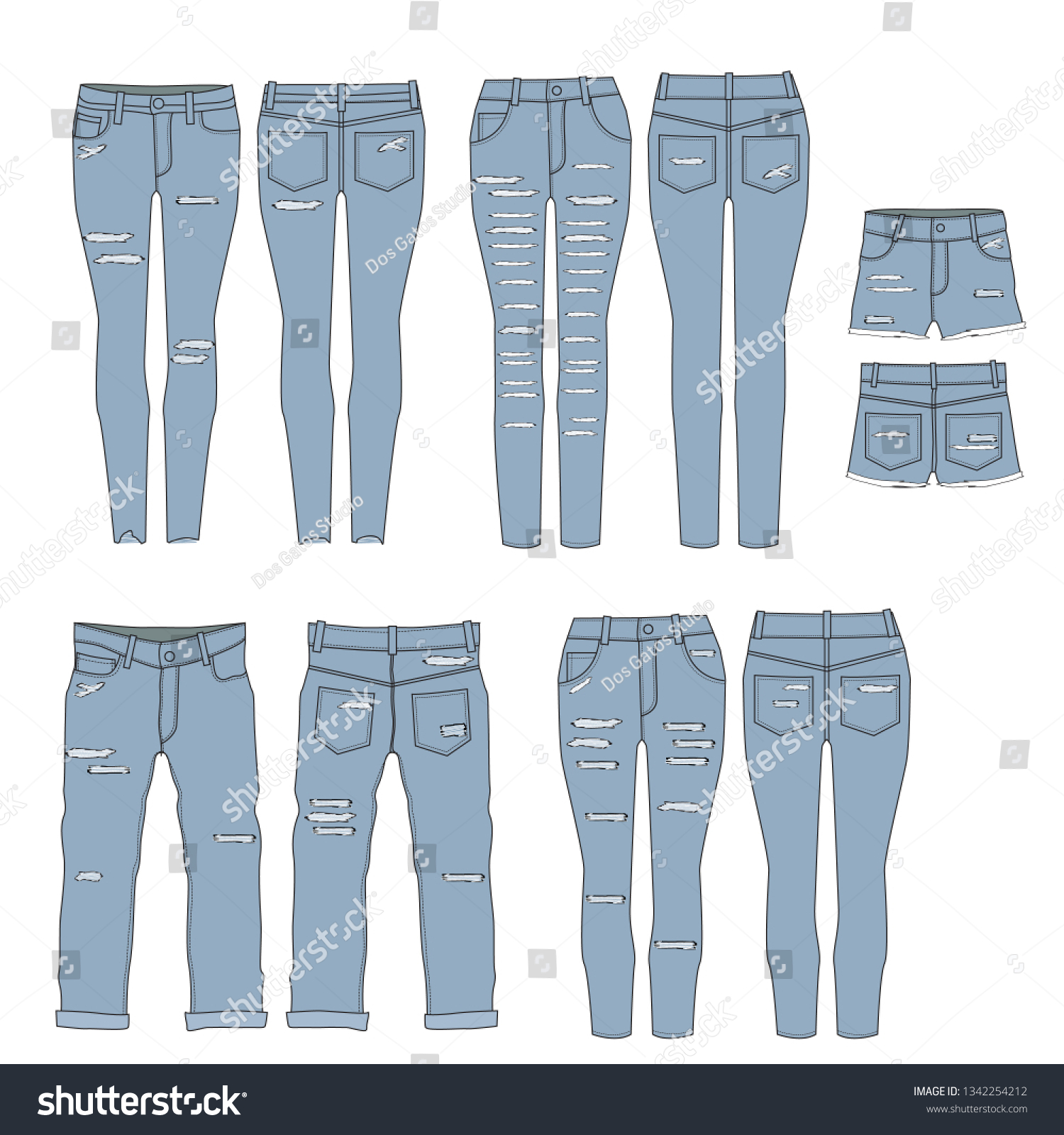 Vector jeans template for Women - Royalty Free Stock Vector 1342254212 ...