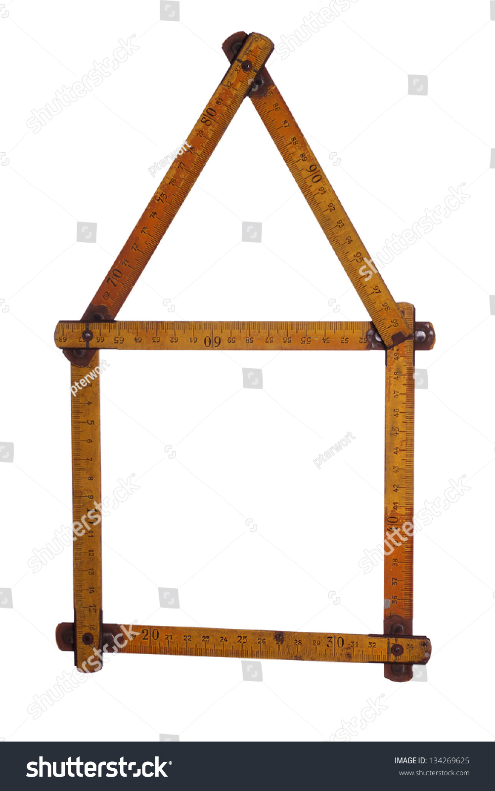 symbol of house made of old yardstick #134269625