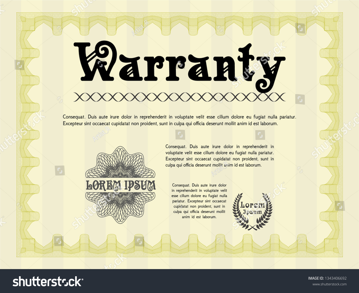 Yellow Warranty template. Perfect design. With - Royalty Free Stock ...