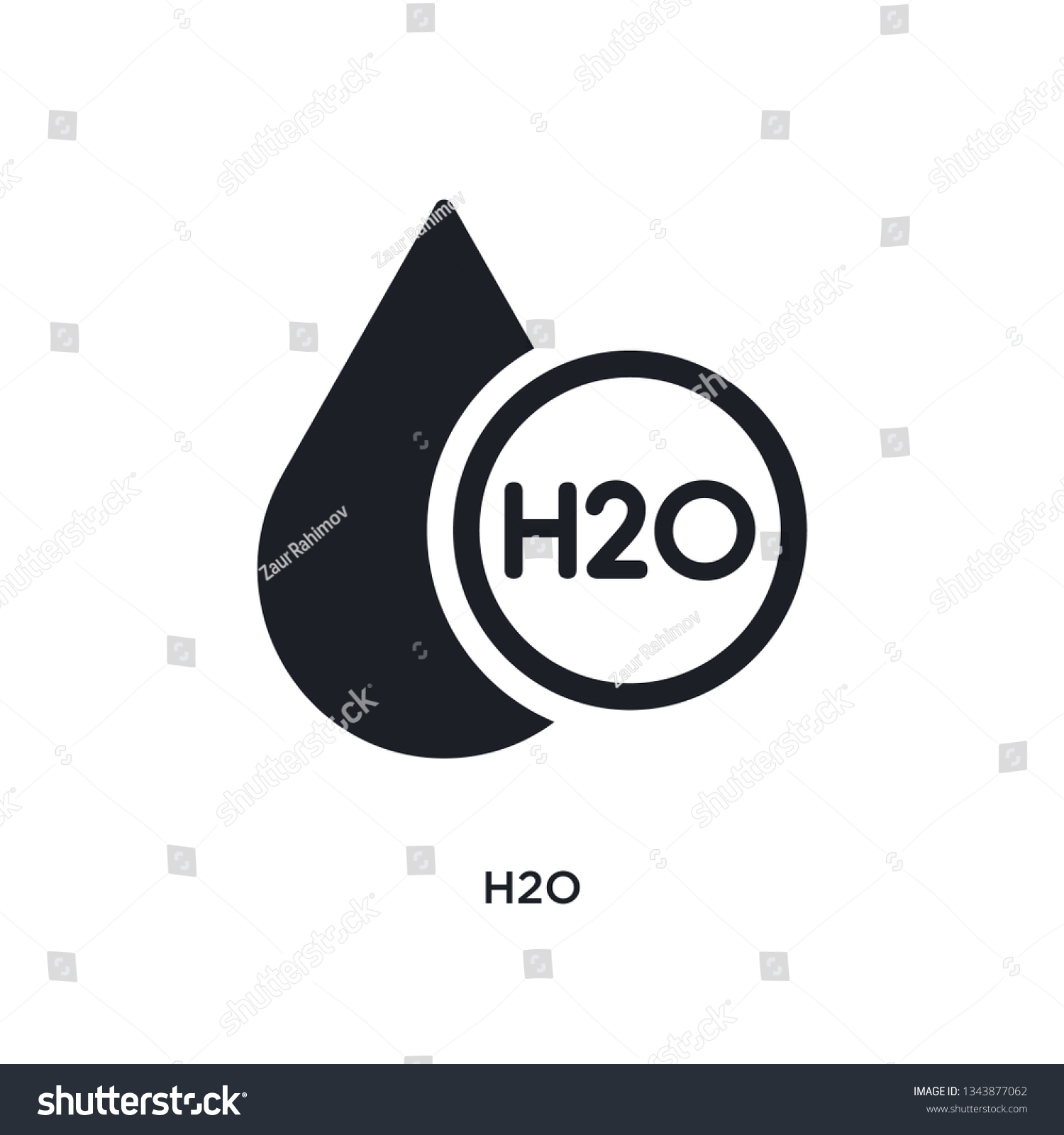 h2o isolated icon. simple element illustration from science concept icons. h2o editable logo sign symbol design on white background. can be use for web and mobile #1343877062