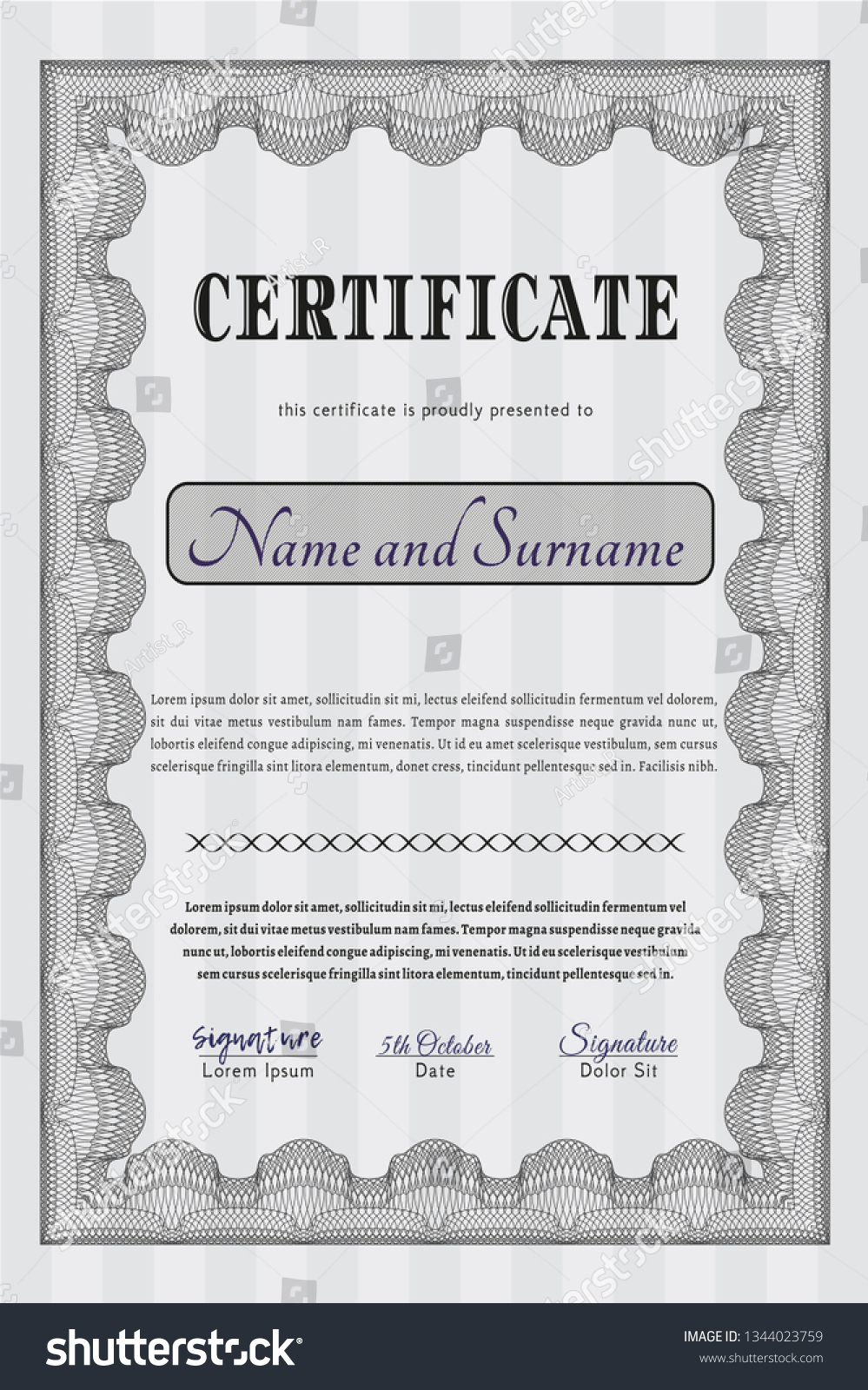 Grey Certificate template. Vector illustration. - Royalty Free Stock ...