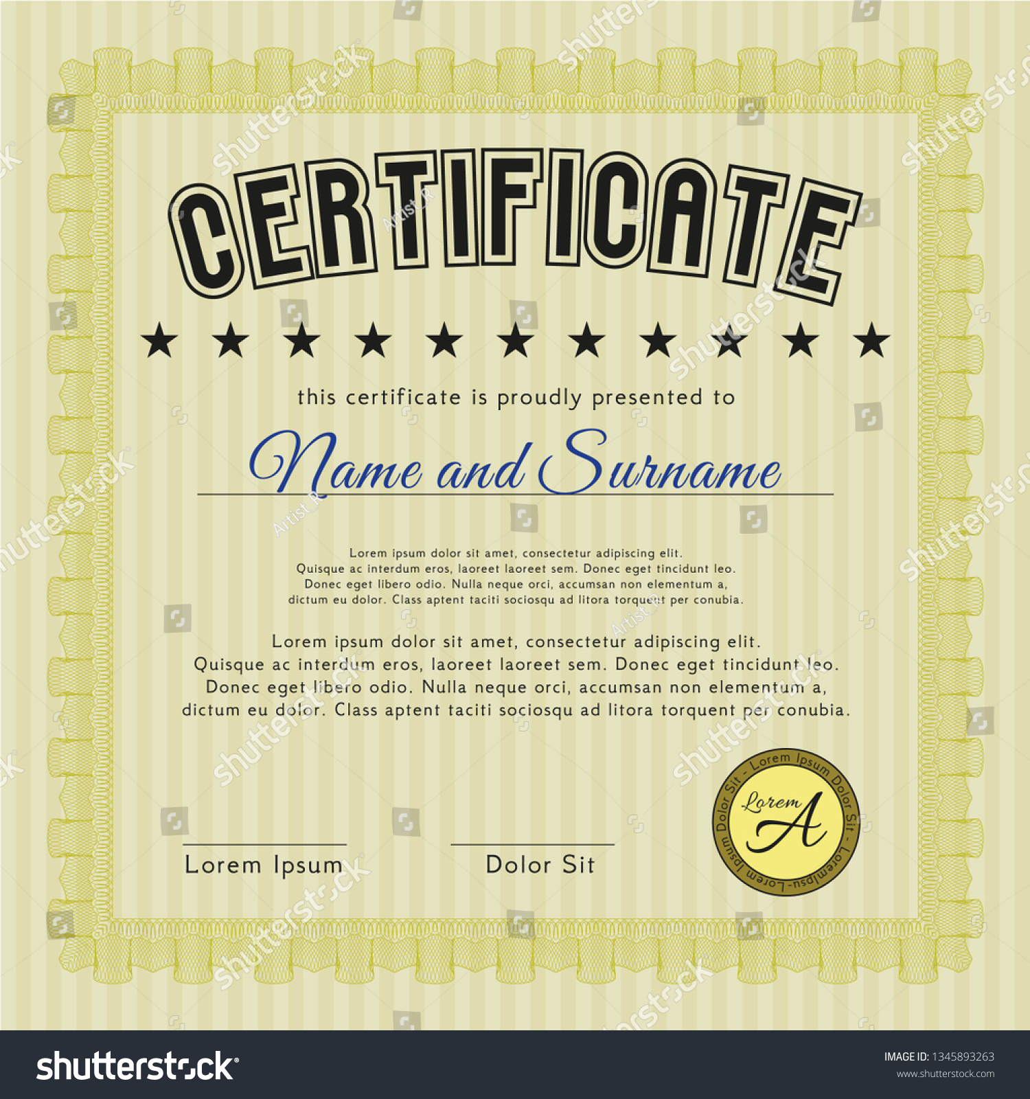 Yellow Certificate or diploma template. - Royalty Free Stock Vector ...