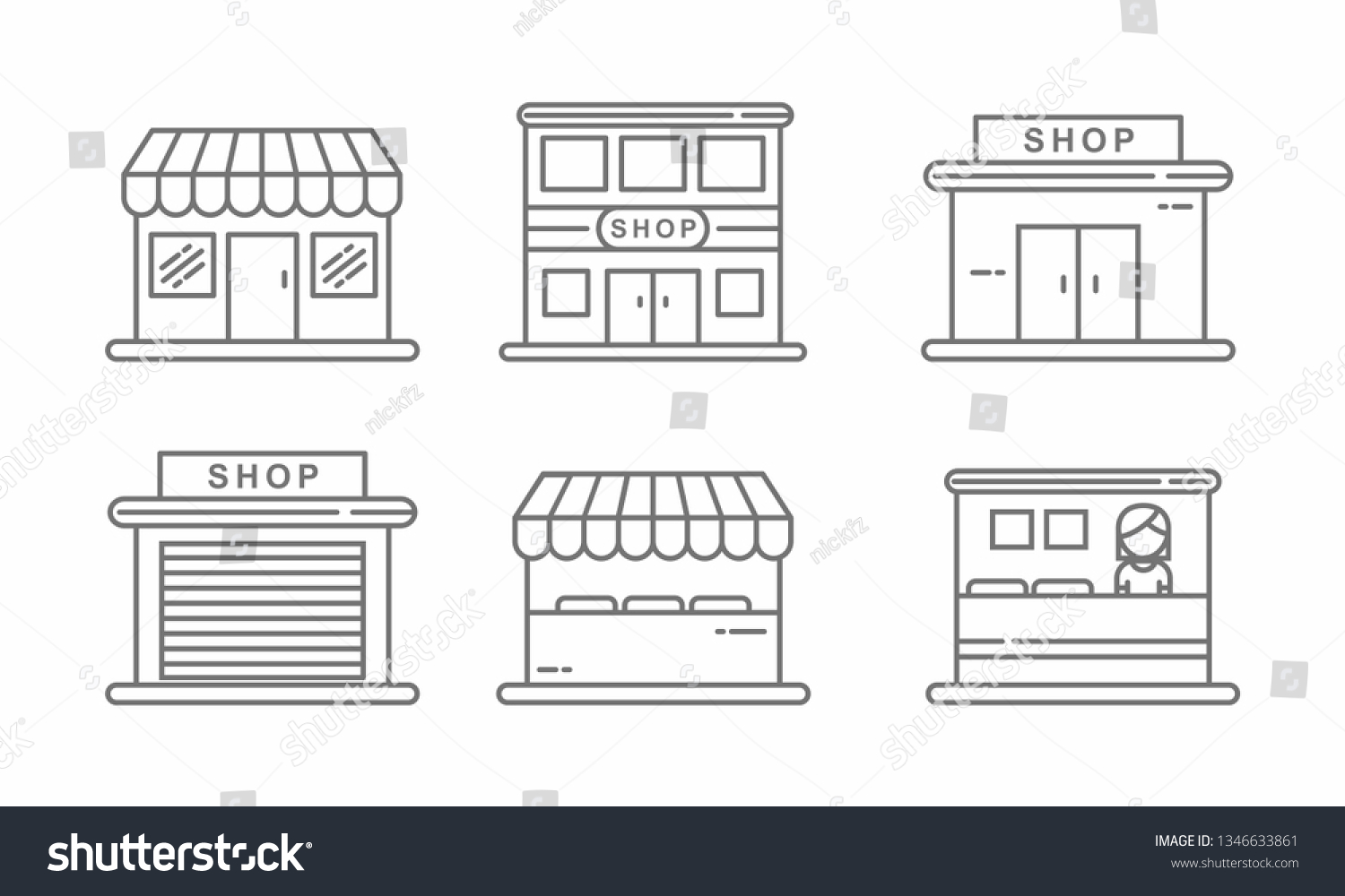 Set of store icon line design. Store vector illustration  #1346633861