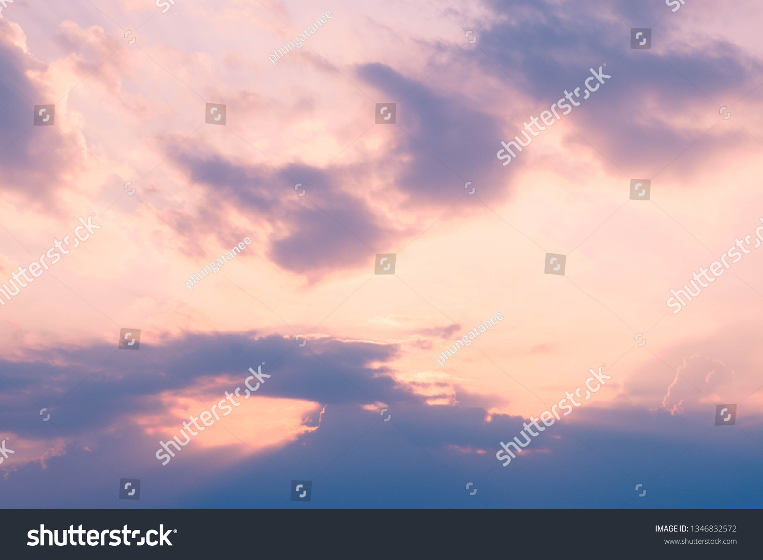 Colorful of skyscape with pink magenta yellow orange and blue shades exotic look like heaven #1346832572
