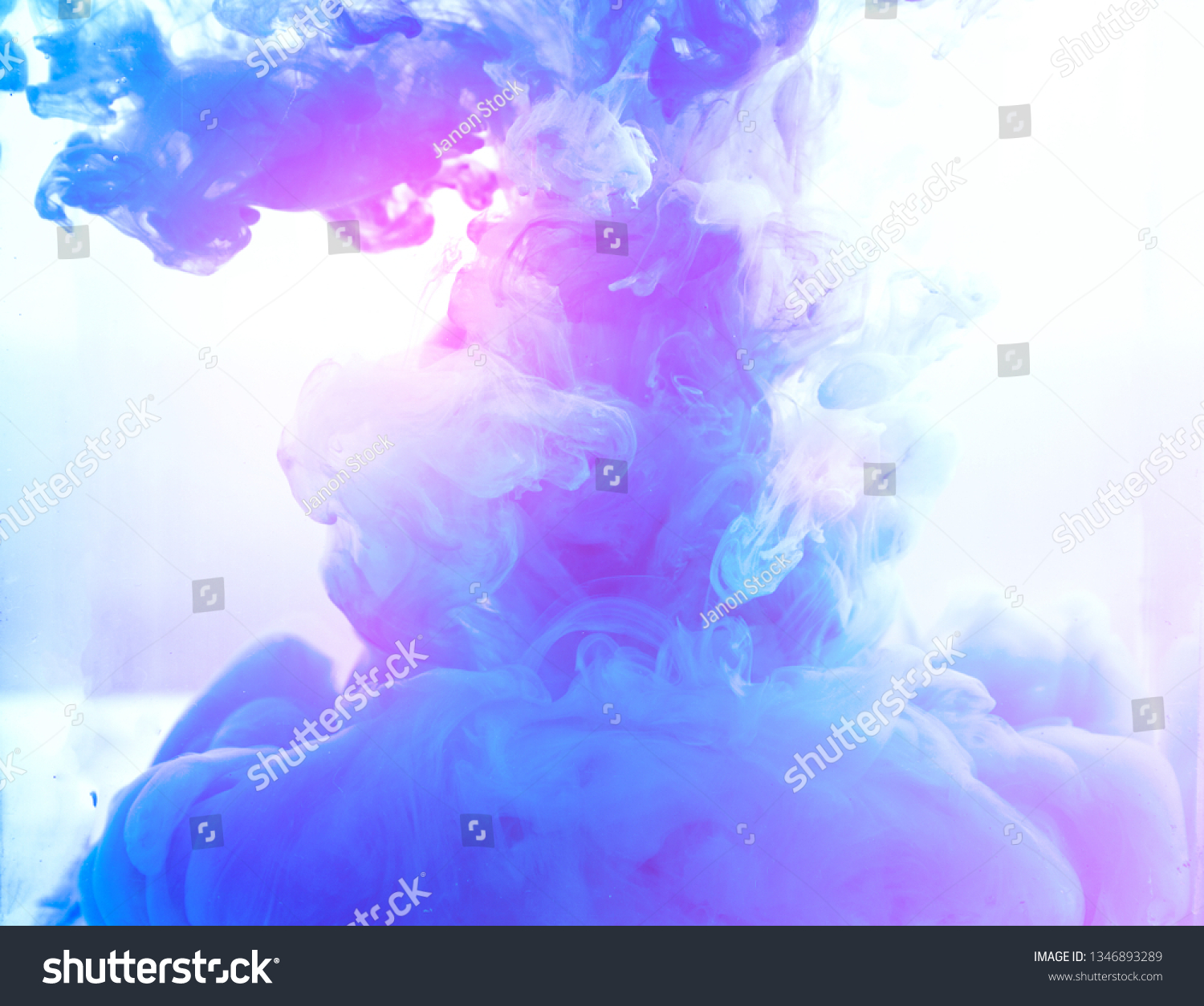 blue smoke color Motion drop in water swirling Colorful ink abstraction.Fancy Dream Cloud of ink background
 #1346893289