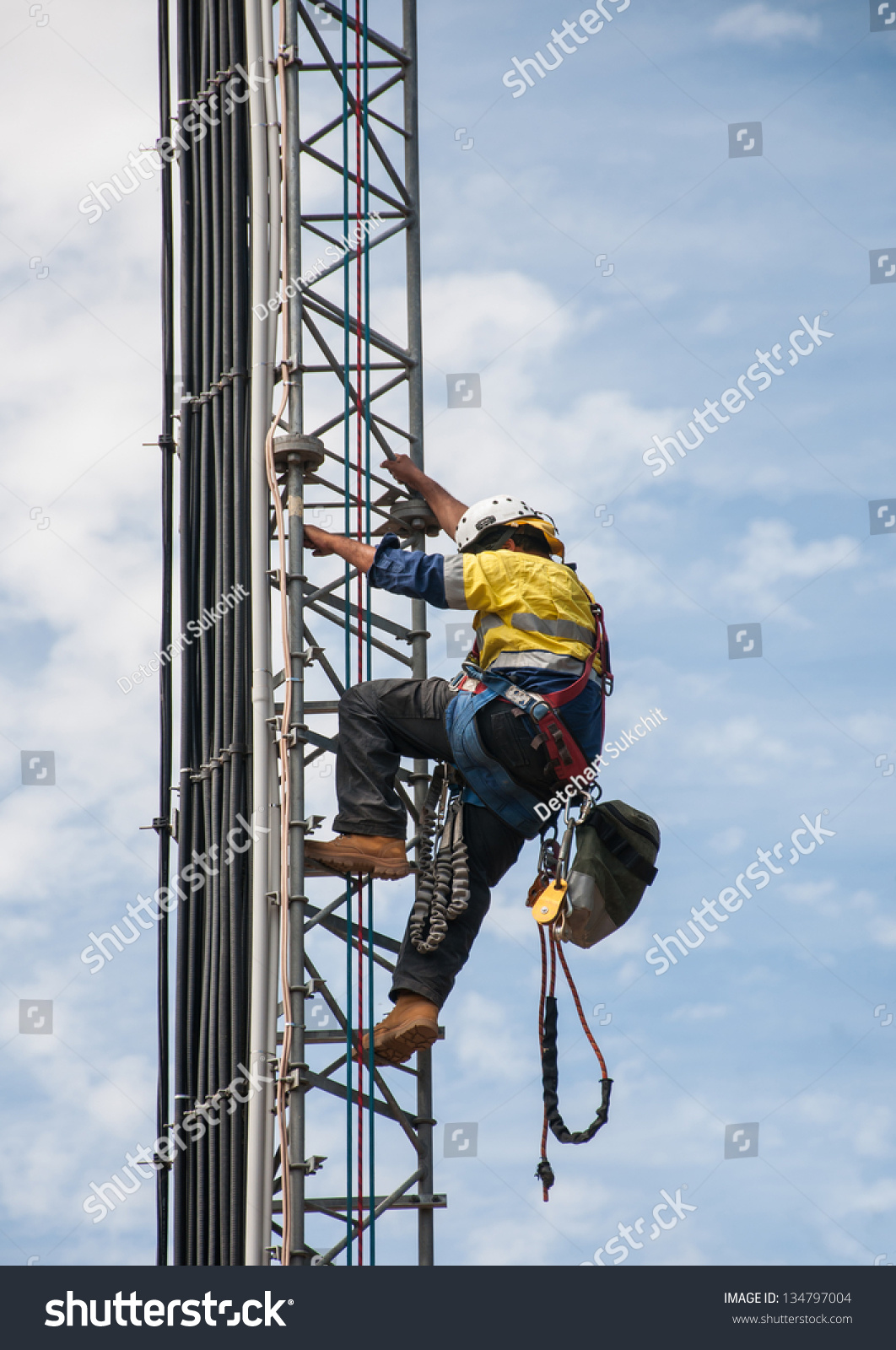 Tower climber the guyed tower cellular system. #134797004