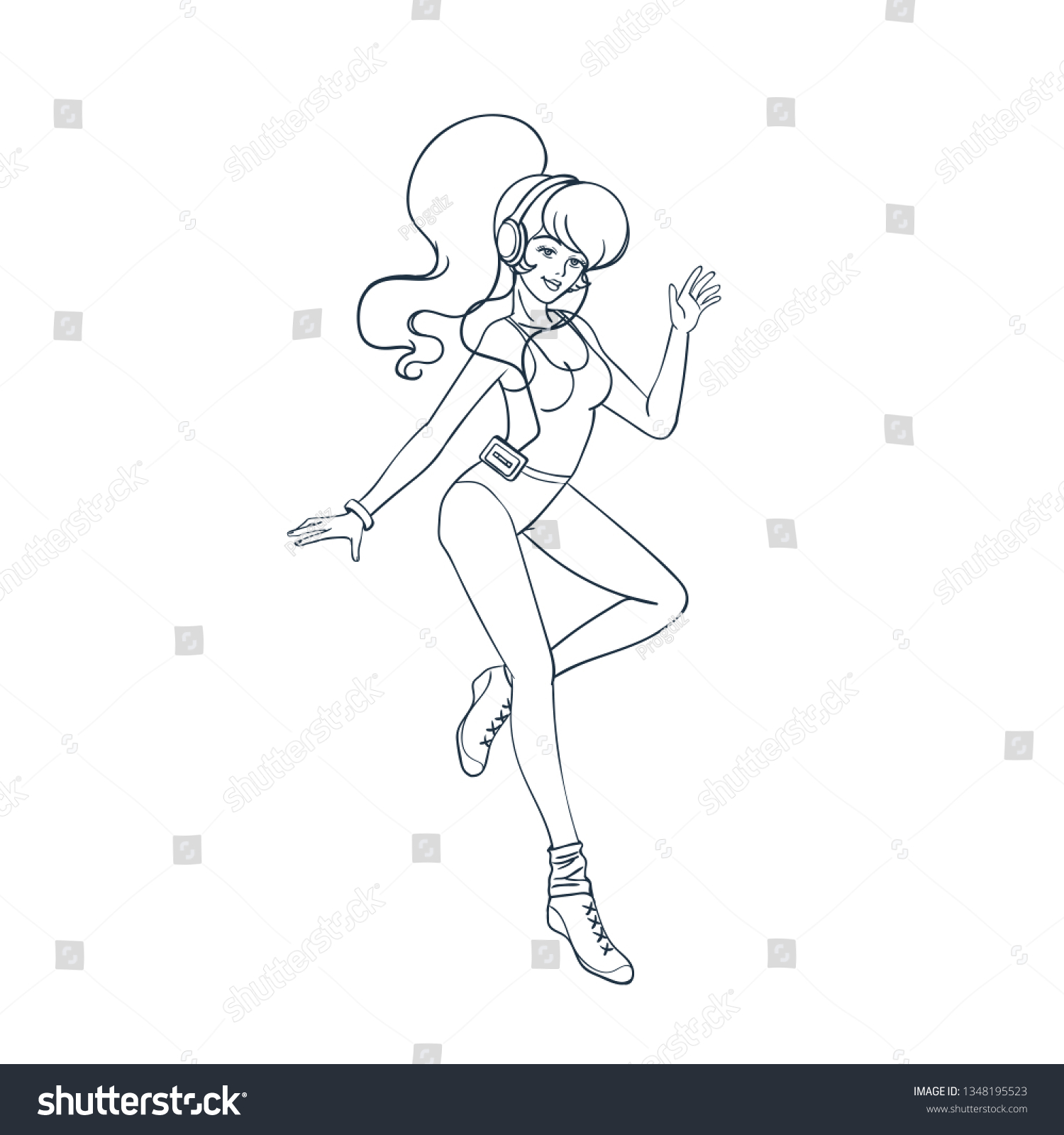 Pop Art Girl A Woman Is Dancing Playing Sports Royalty Free Stock Vector 1348195523 Avopix Com