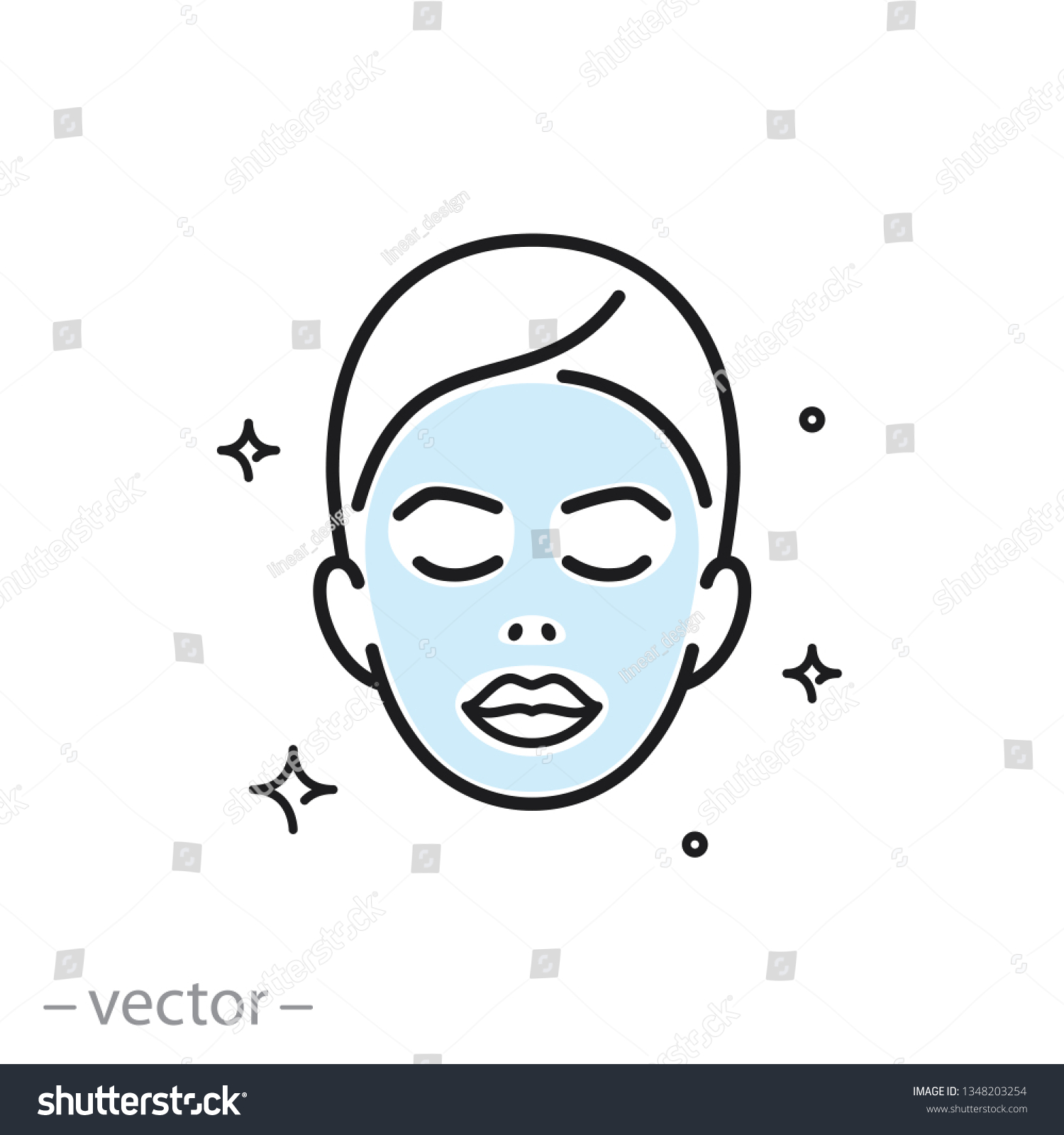 face mask sheet, skin care icon, beauty skin, woman's face linear sign on white background - editable vector illustration eps10 [преобразованный] #1348203254