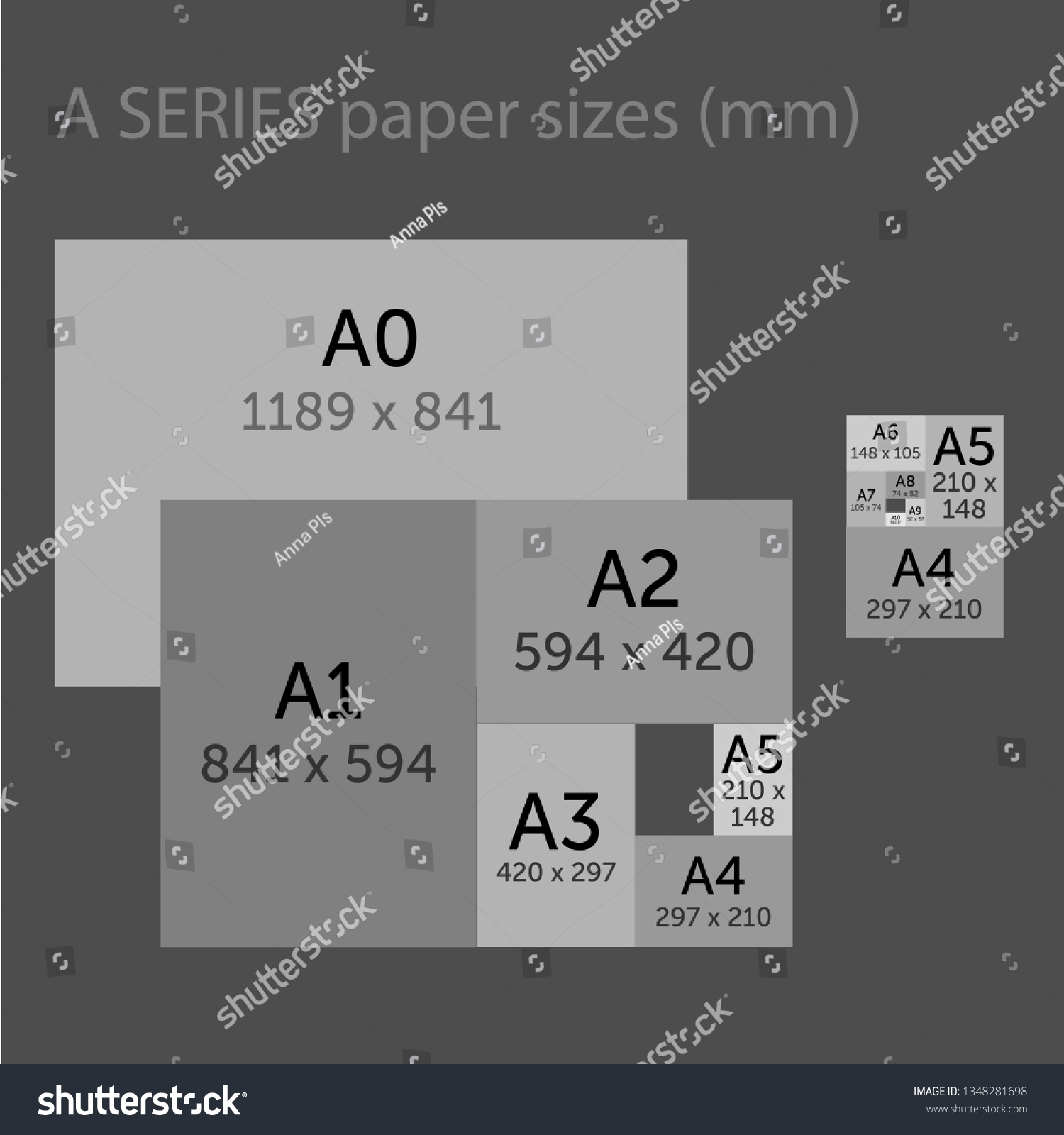 Paper Sizes Format Comparison Of Series A Range Royalty Free Stock Vector 1348281698 5668