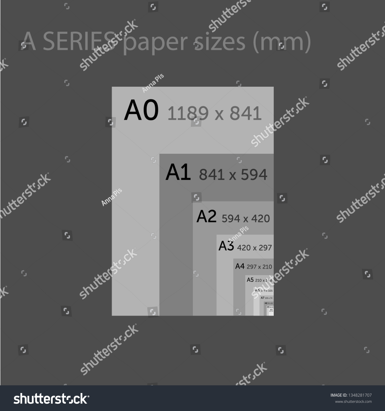 Paper Sizes Format Comparison Of Series A Range Royalty Free Stock Vector 1348281707 0346