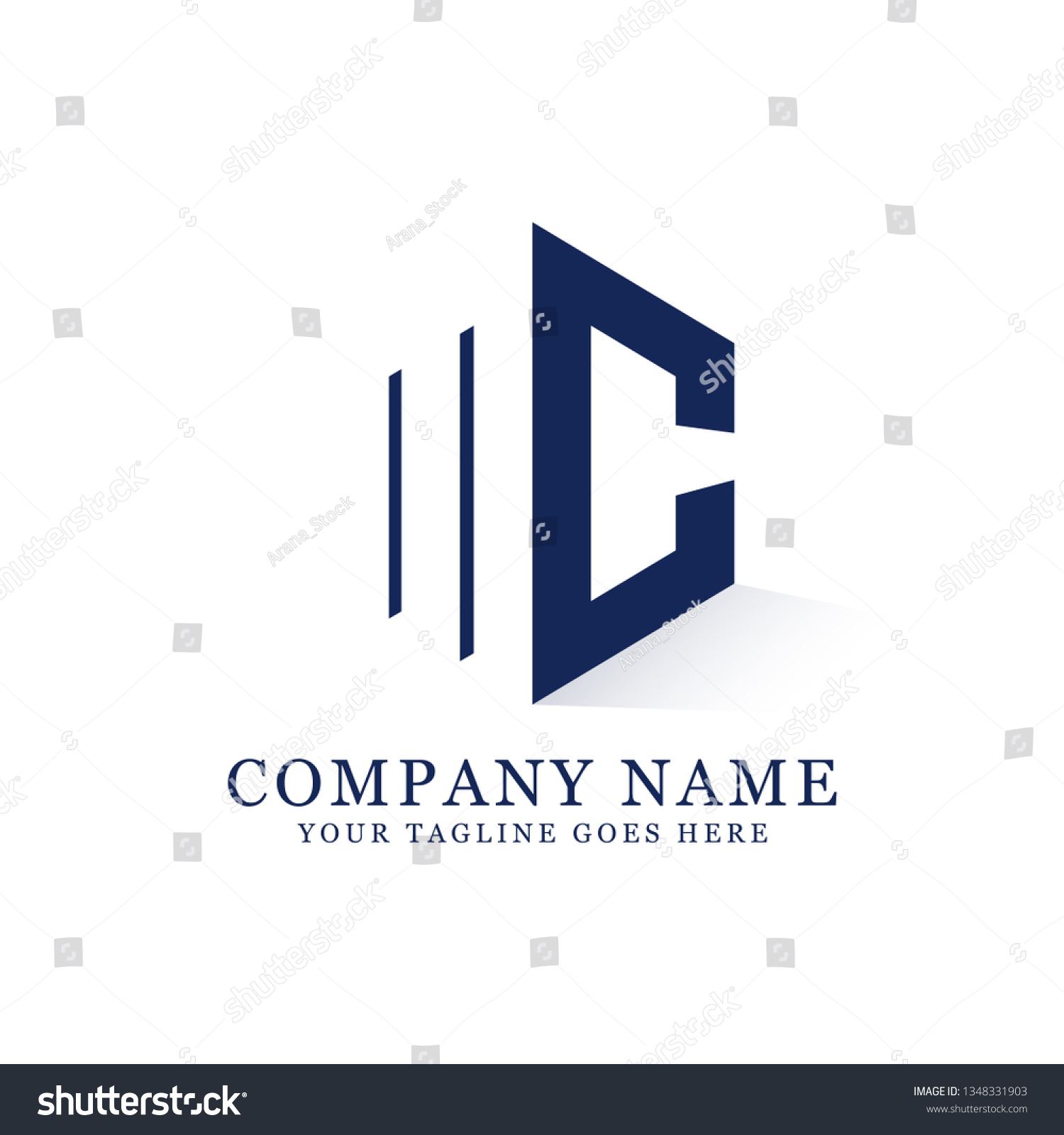 negative space MC initial logo design, clean - Royalty Free Stock ...