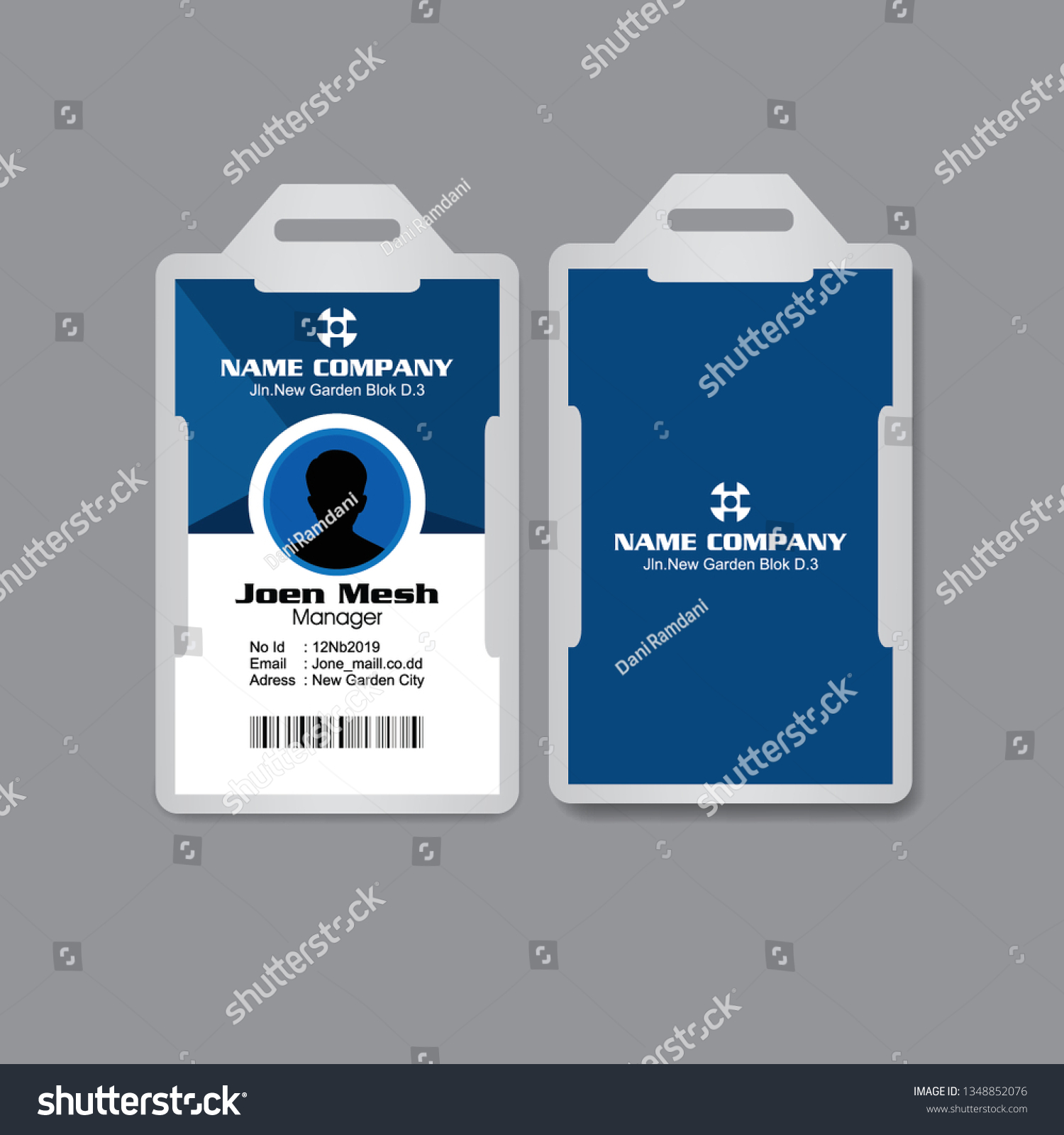 Blue Employee Id Card Design Template Simple Royalty Free Stock Vector 1348852076 2458