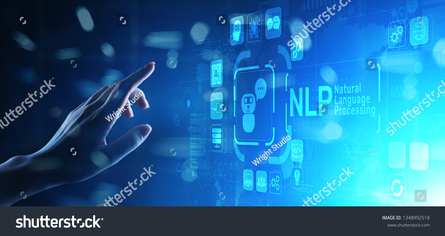 NLP natural language processing cognitive computing technology concept on virtual screen. #1348992518