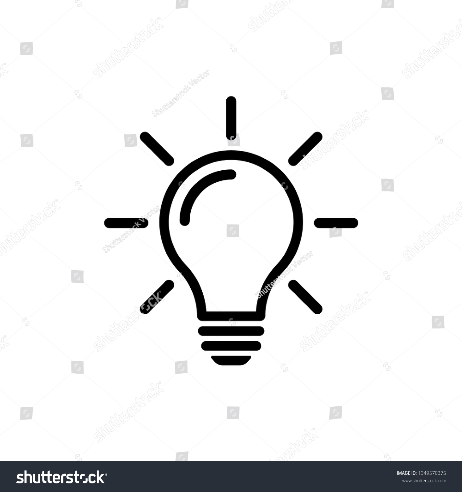 Bulb light vector icon. Lighting Electric lamp. Electricity, shine. Light Bulb icon vector, isolated on background. Bulb light icon - Idea sign, solution. Bulb light symbol Energy  #1349570375