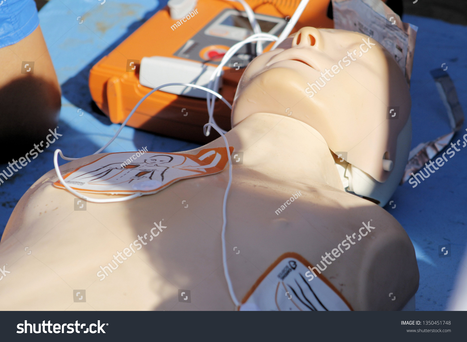 First aid training. Cardiac massage. Cardiopulmonary resuscitation - CPR training. #1350451748