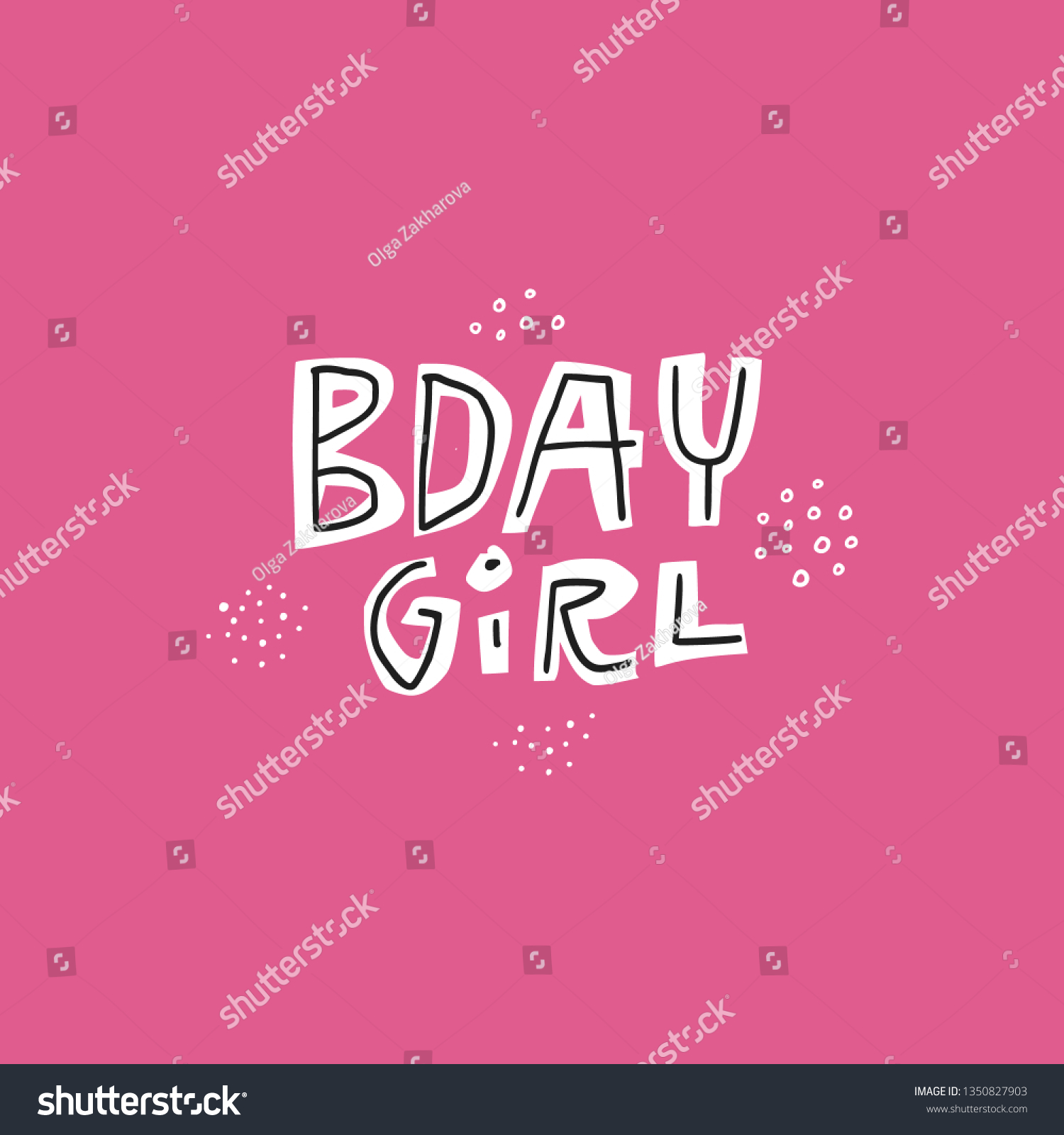 Birthday Girl Pink Lettering. Flat Hand Drawn B - Royalty Free Stock ...